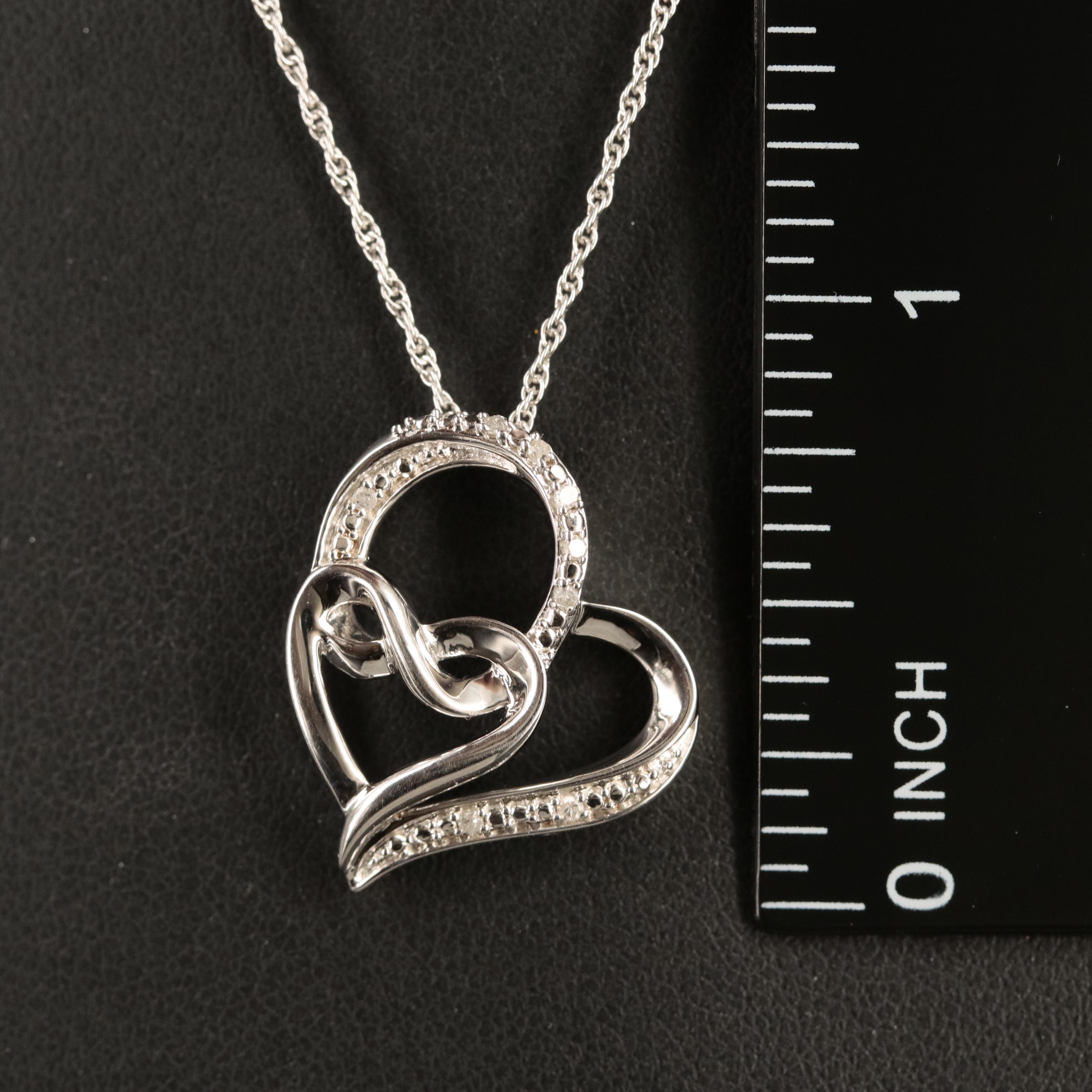 Sterling Diamond Infinity Heart Necklace