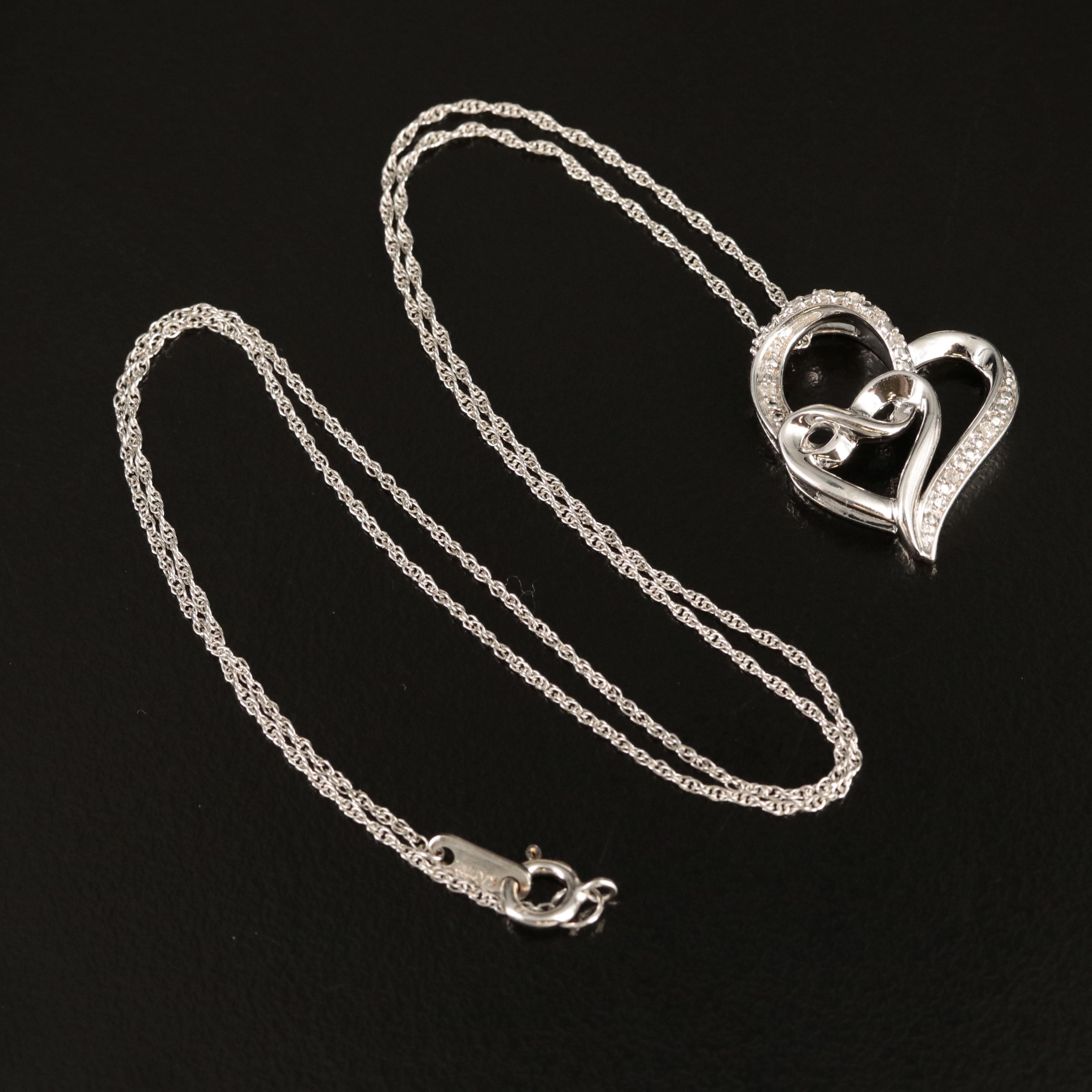 Sterling Diamond Infinity Heart Necklace