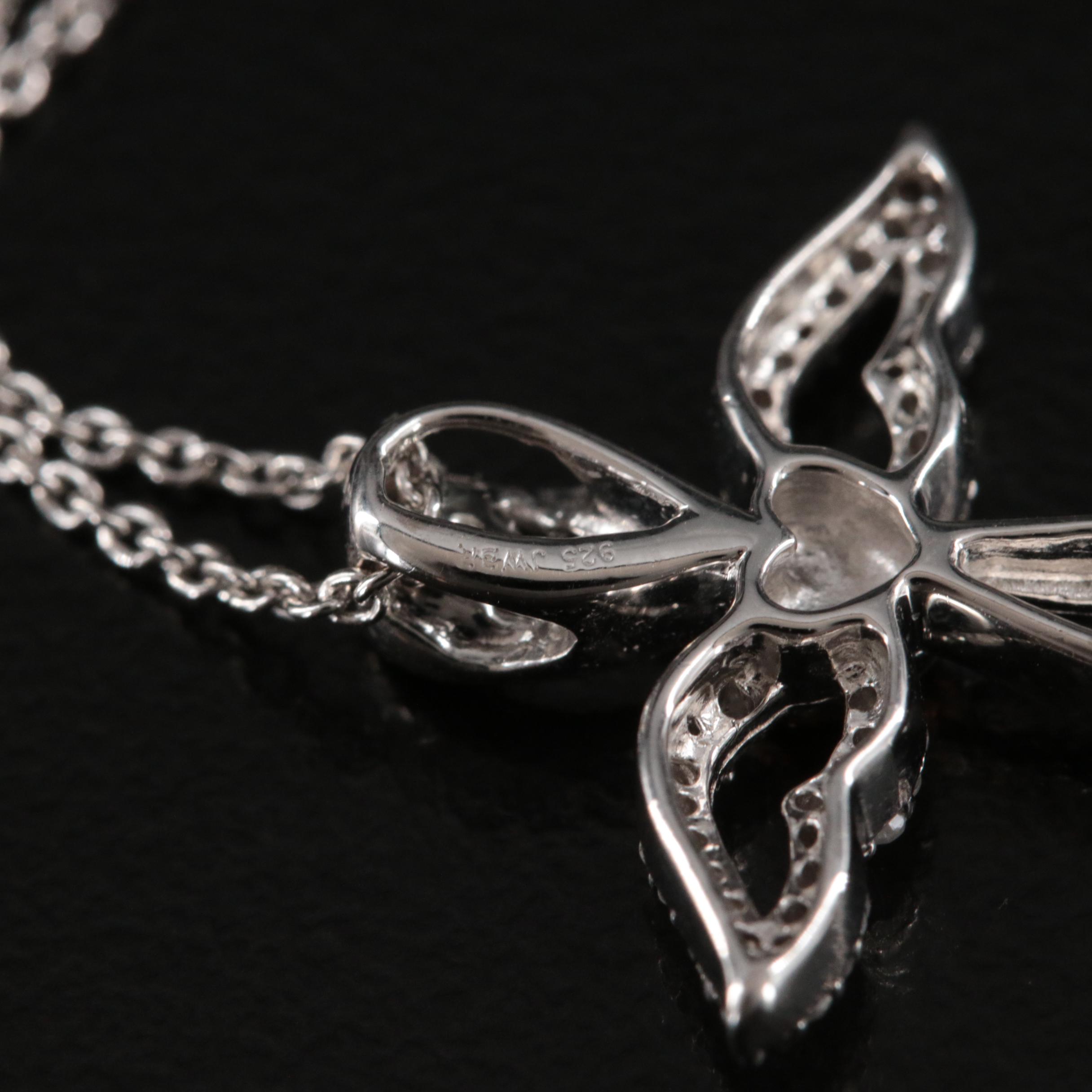 Sterling Diamond Angel Cross Pendant Necklace