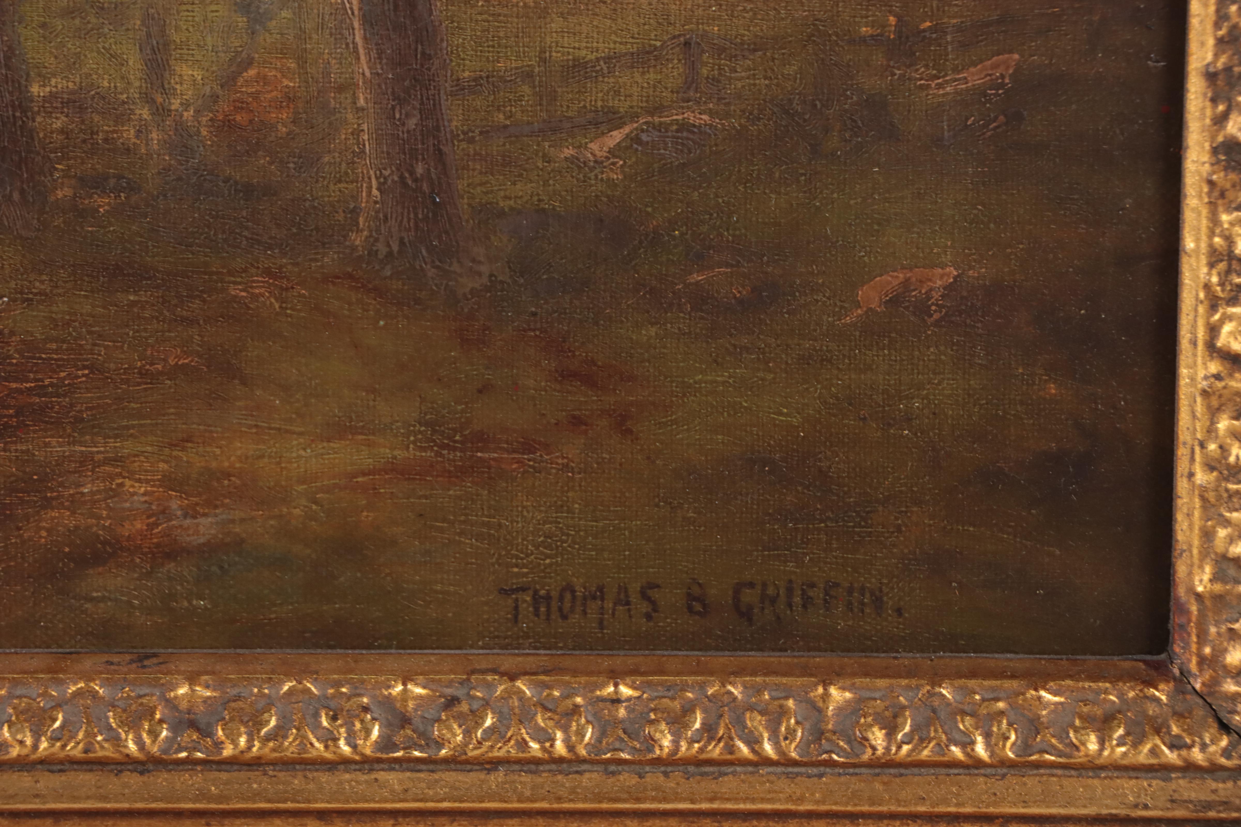 Thomas B. Griffin Tonalist Forest Oil Painting, Late 19th Century