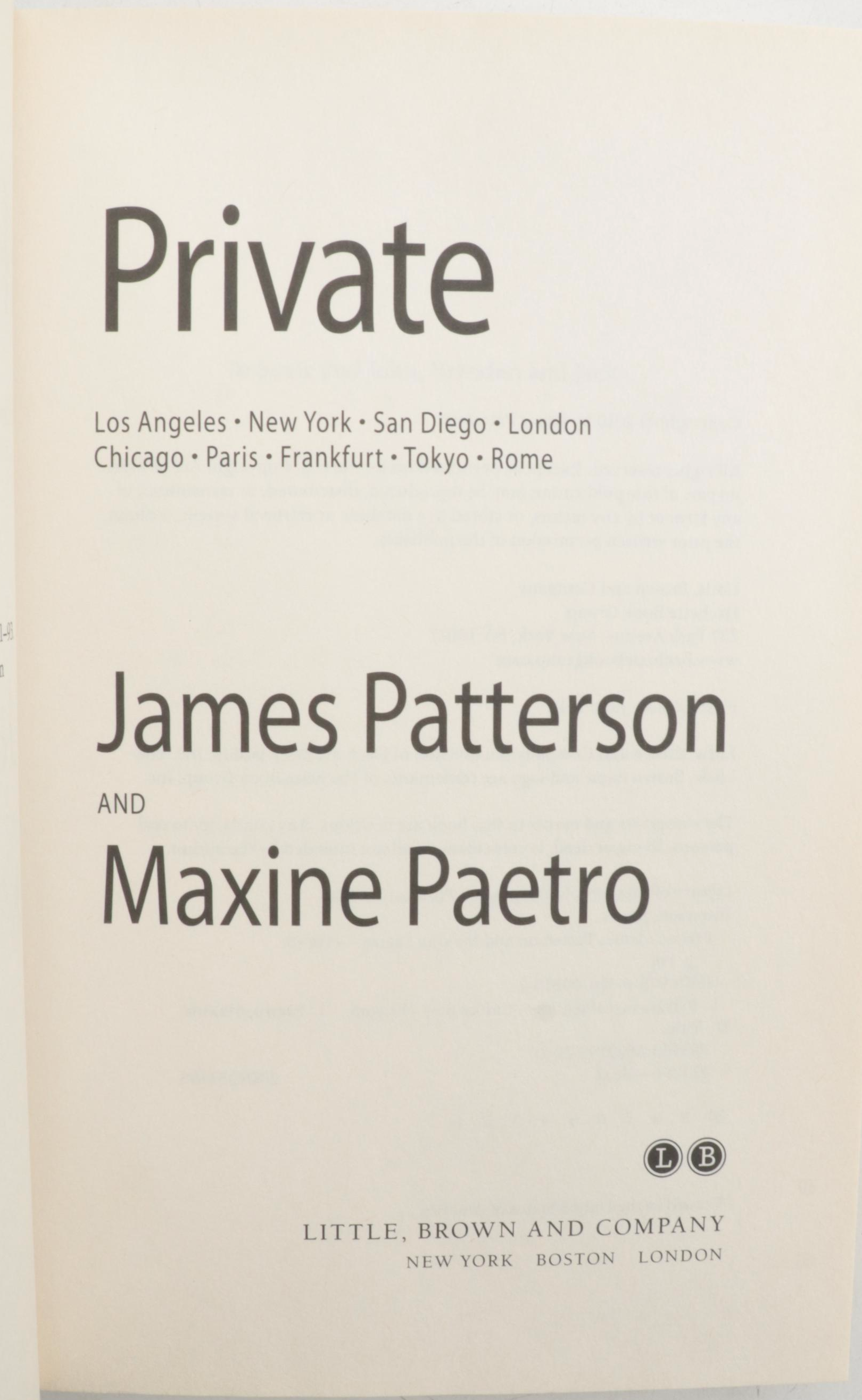 "Private" and Assorted James Patterson Collection