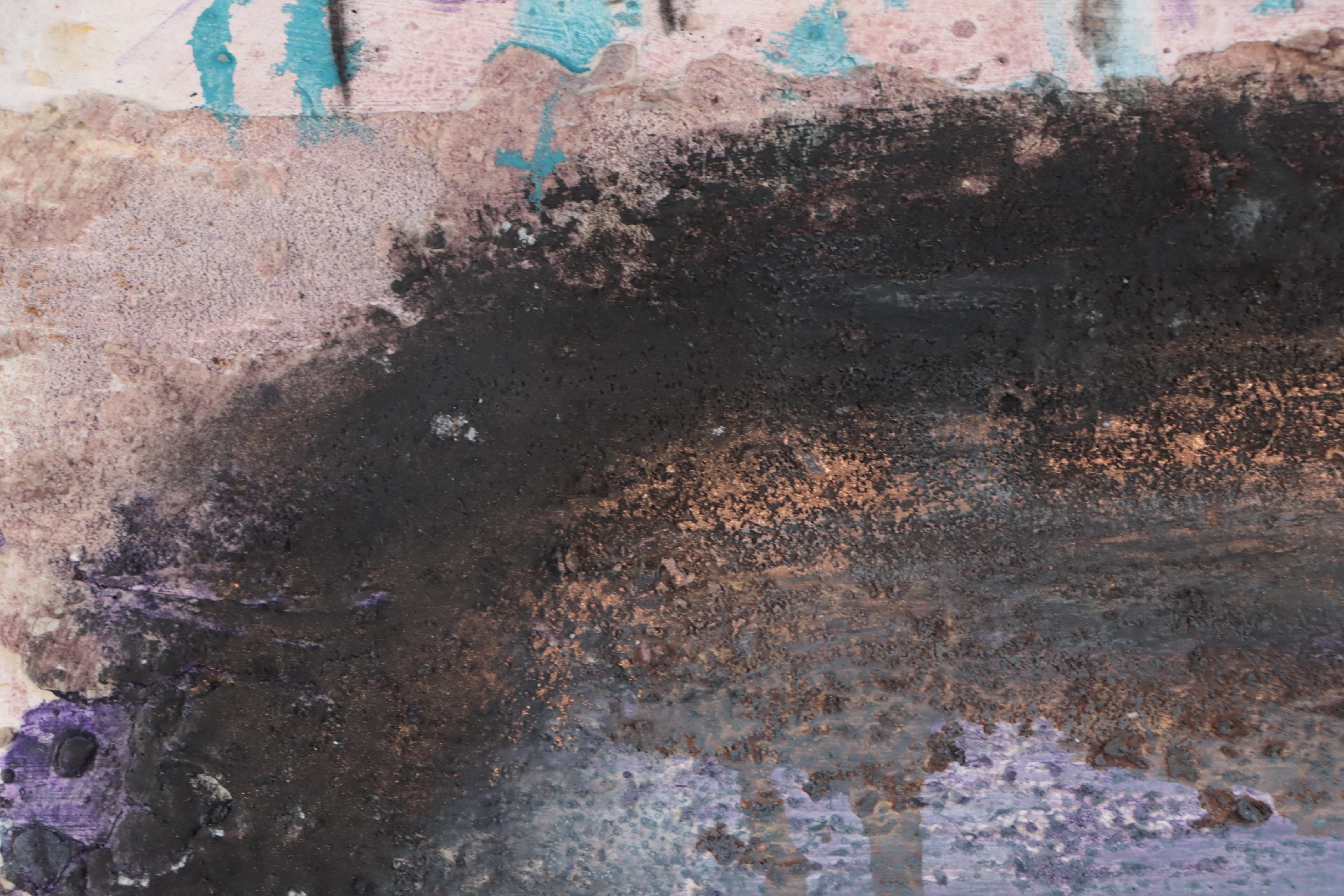 Juliet Holland Impasto Abstract Mixed Media Painting, 1991