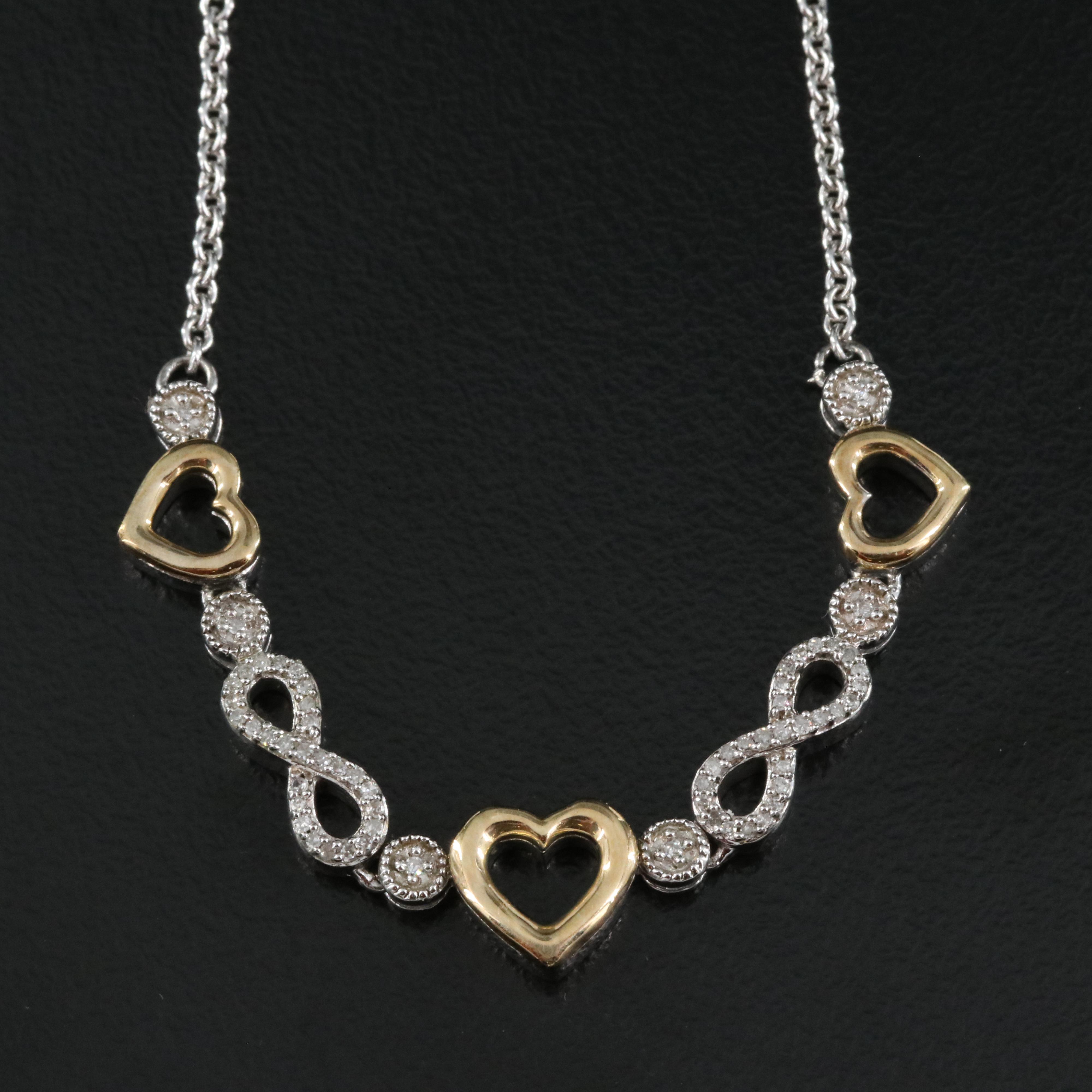 Sterling Diamond Infinity Heart Necklace