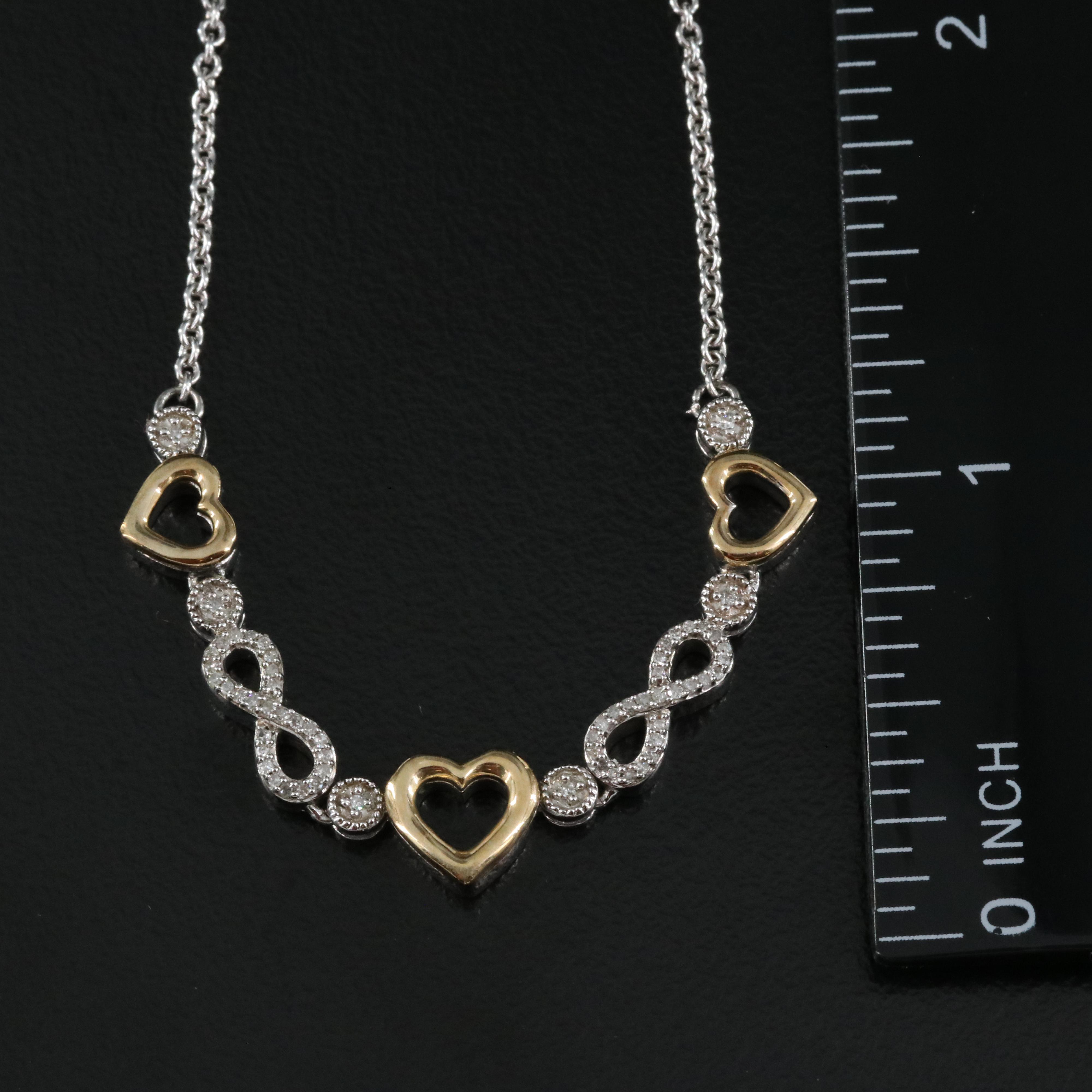 Sterling Diamond Infinity Heart Necklace