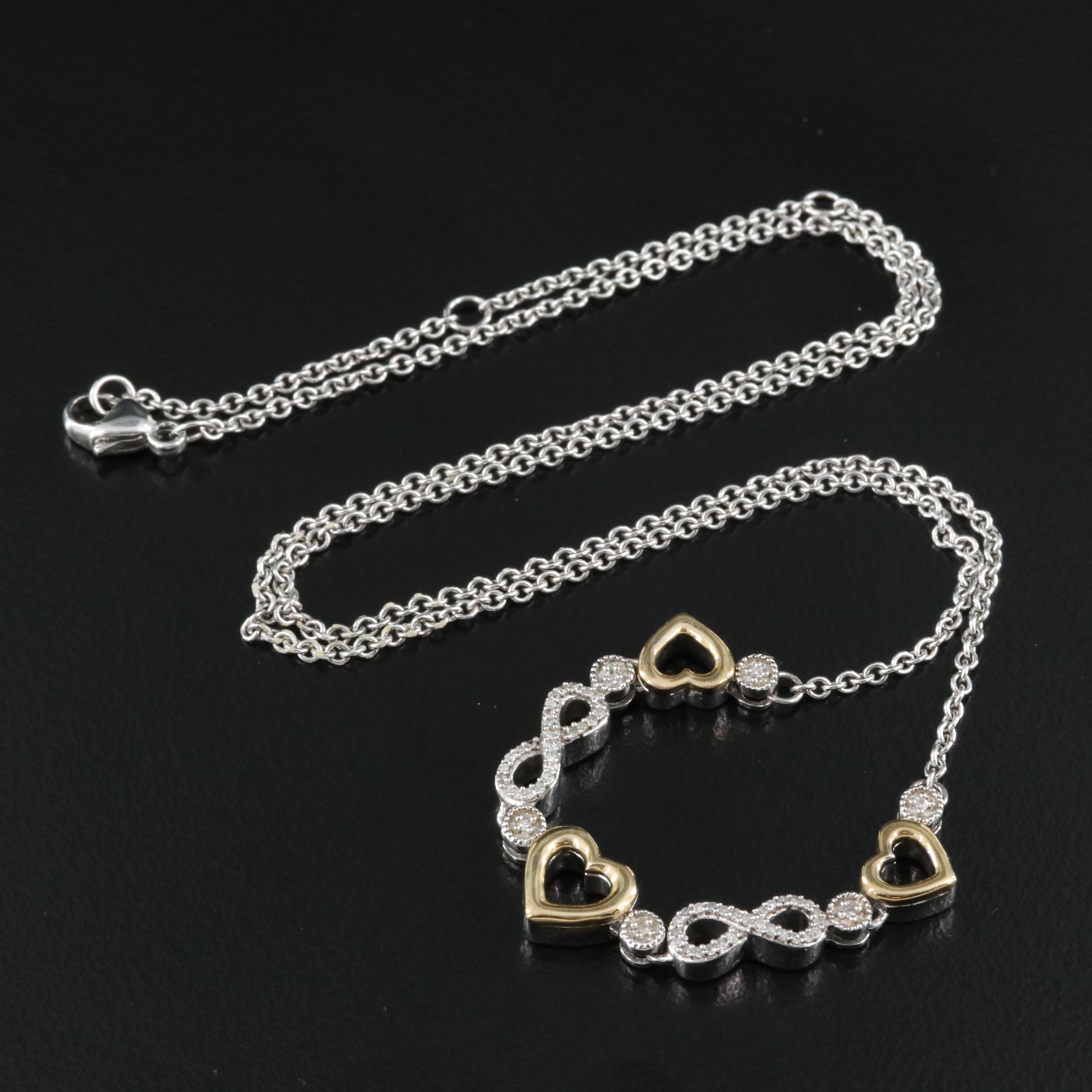 Sterling Diamond Infinity Heart Necklace