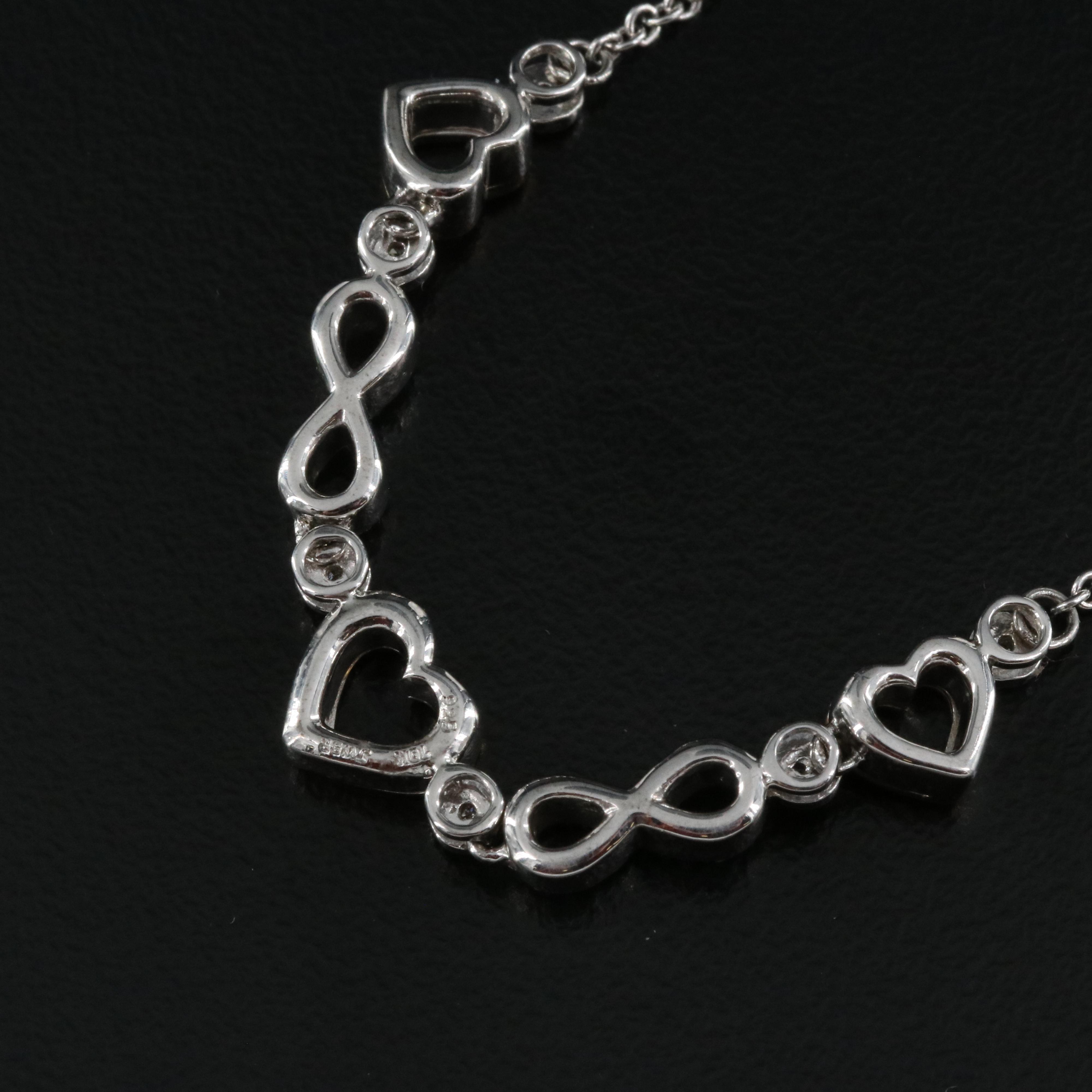 Sterling Diamond Infinity Heart Necklace