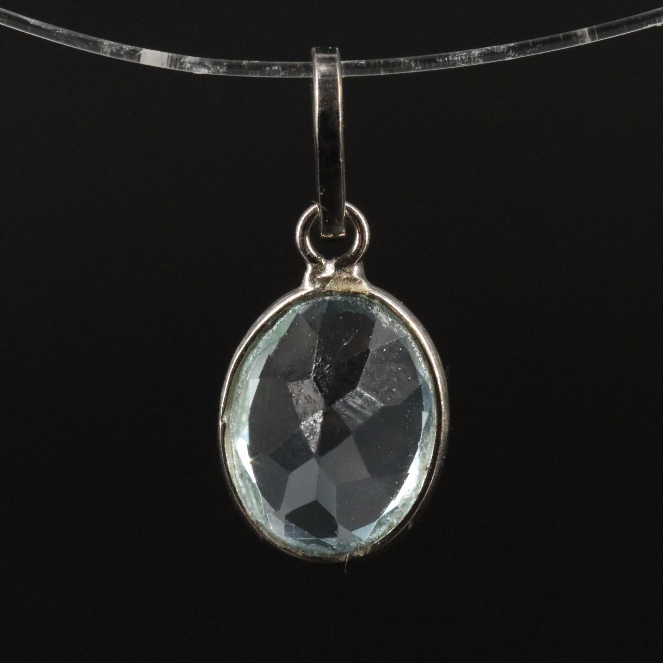 14K Blue Topaz Pendant