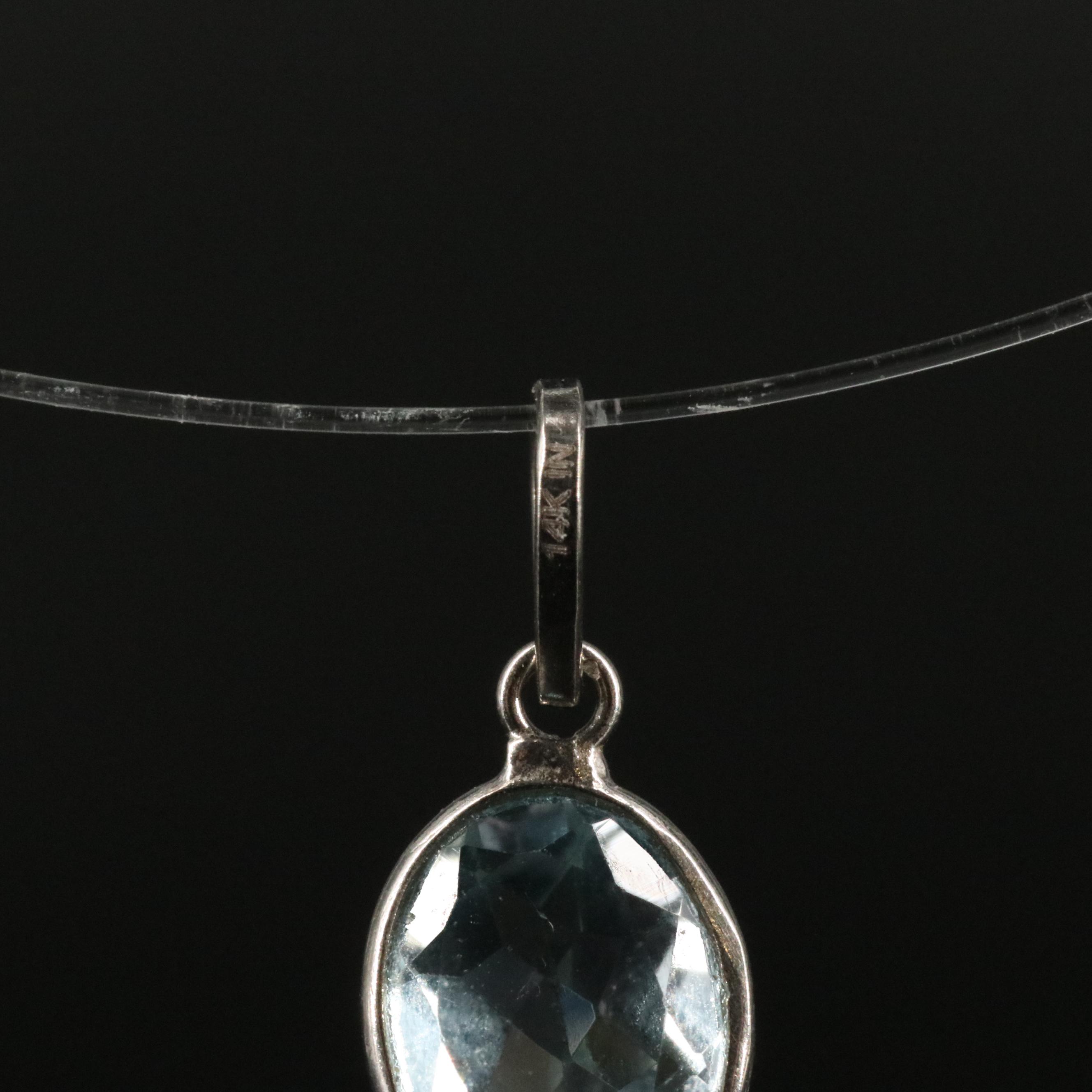 14K Blue Topaz Pendant