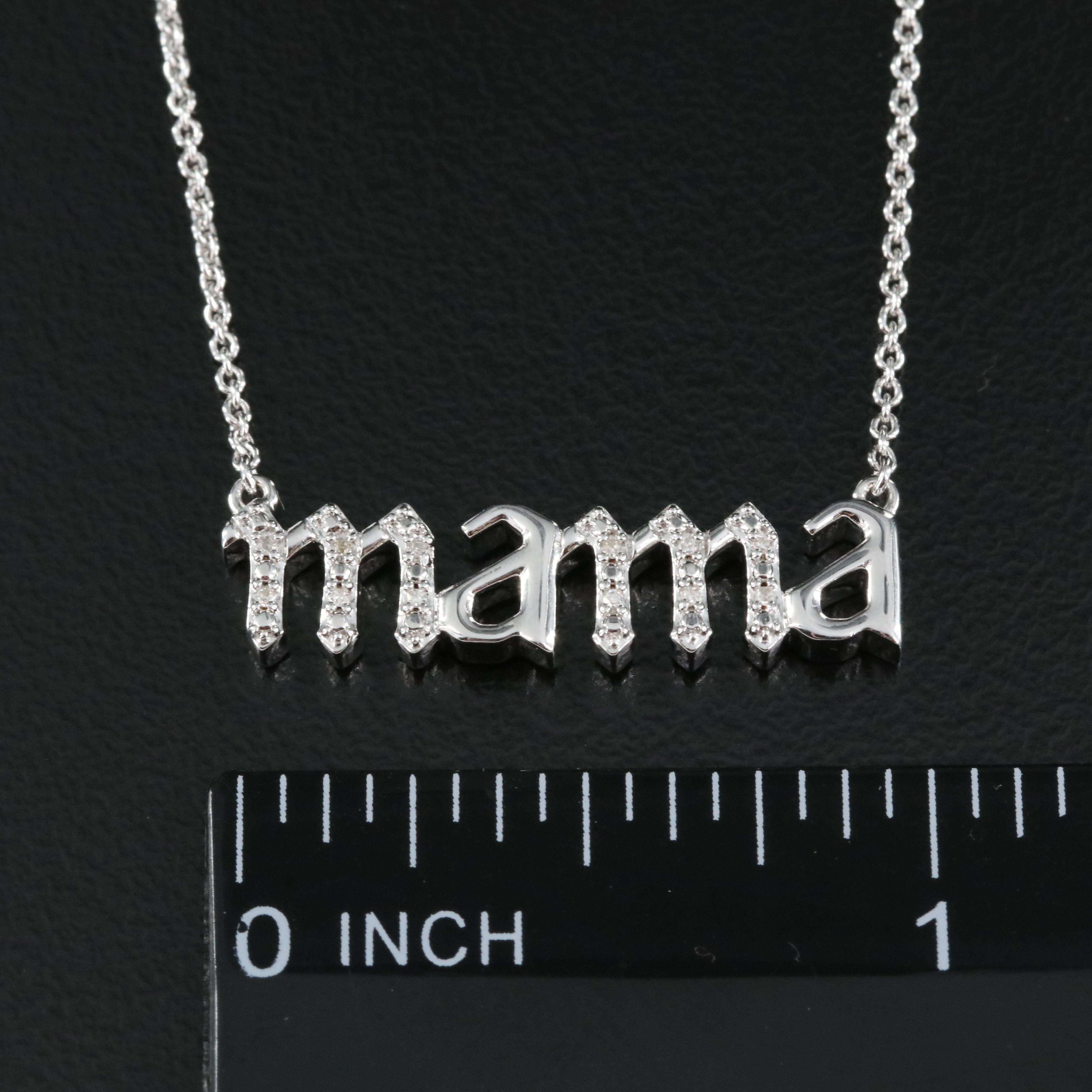 Sterling Diamond "mama" Necklace