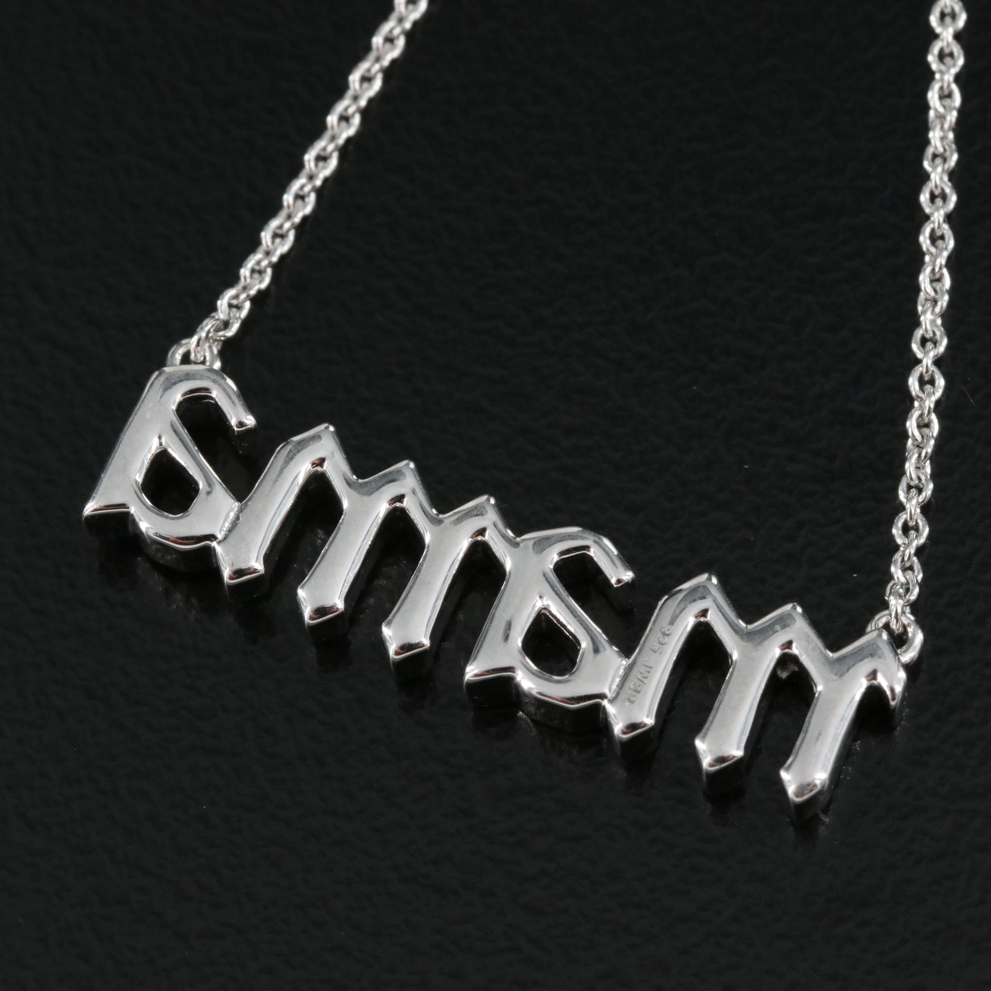 Sterling Diamond "mama" Necklace
