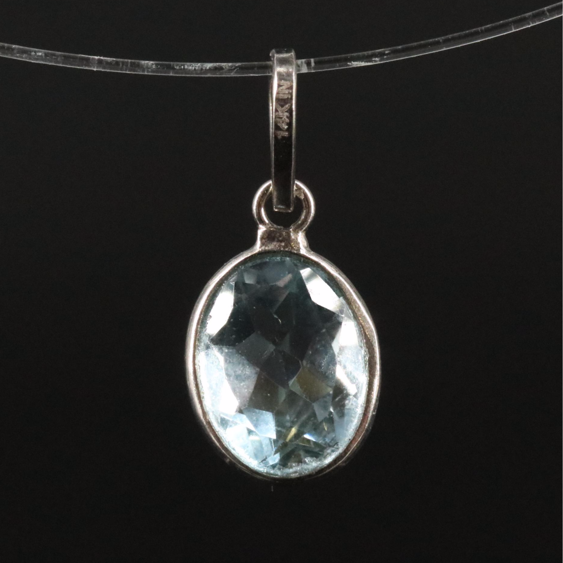 14K Blue Topaz Pendant
