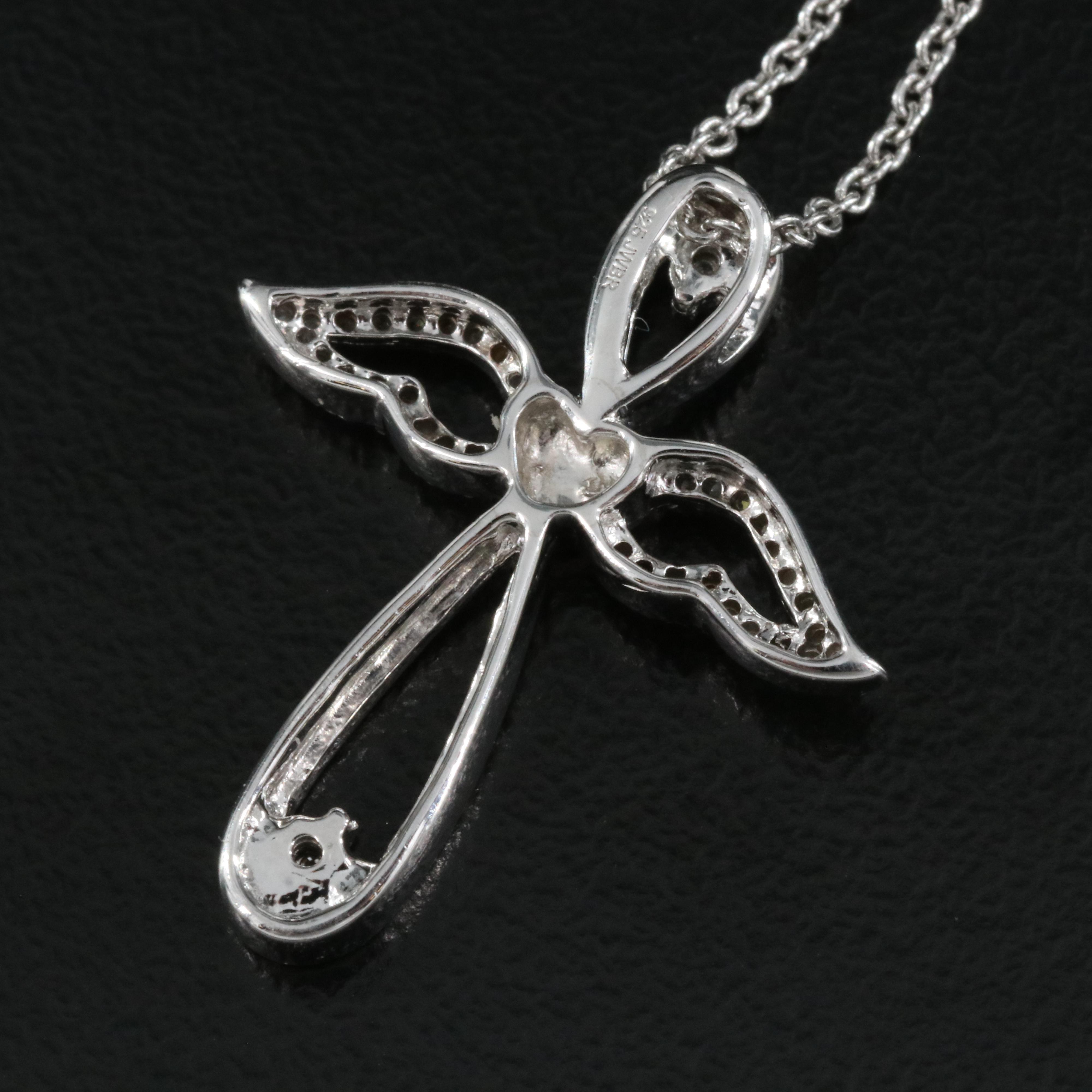 Sterling Diamond Angel Pendant Necklace