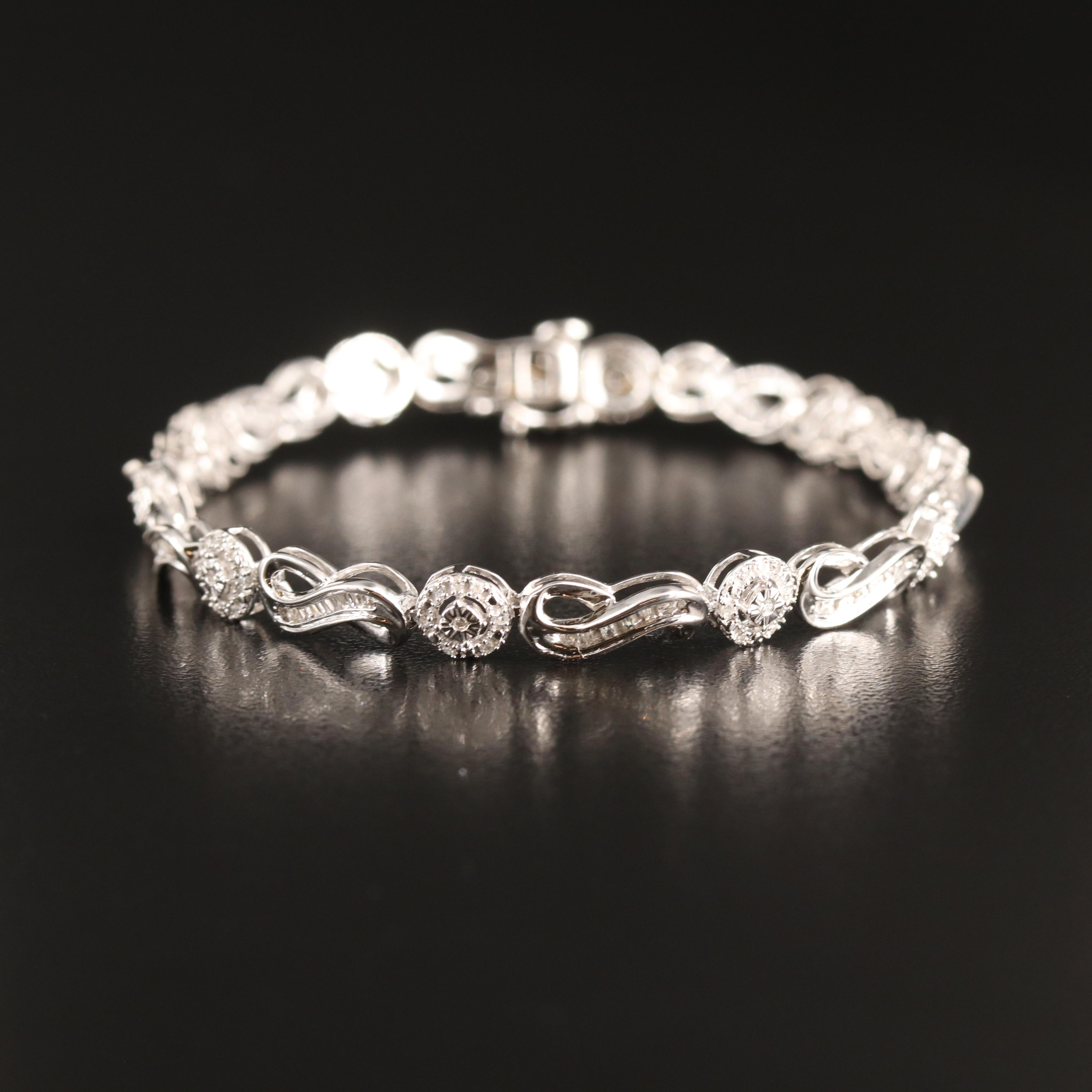 Sterling Diamond Infinity Link Bracelet