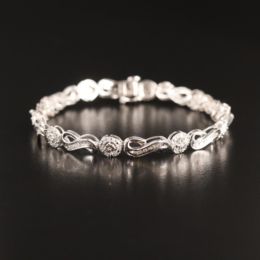 Sterling Diamond Infinity Link Bracelet