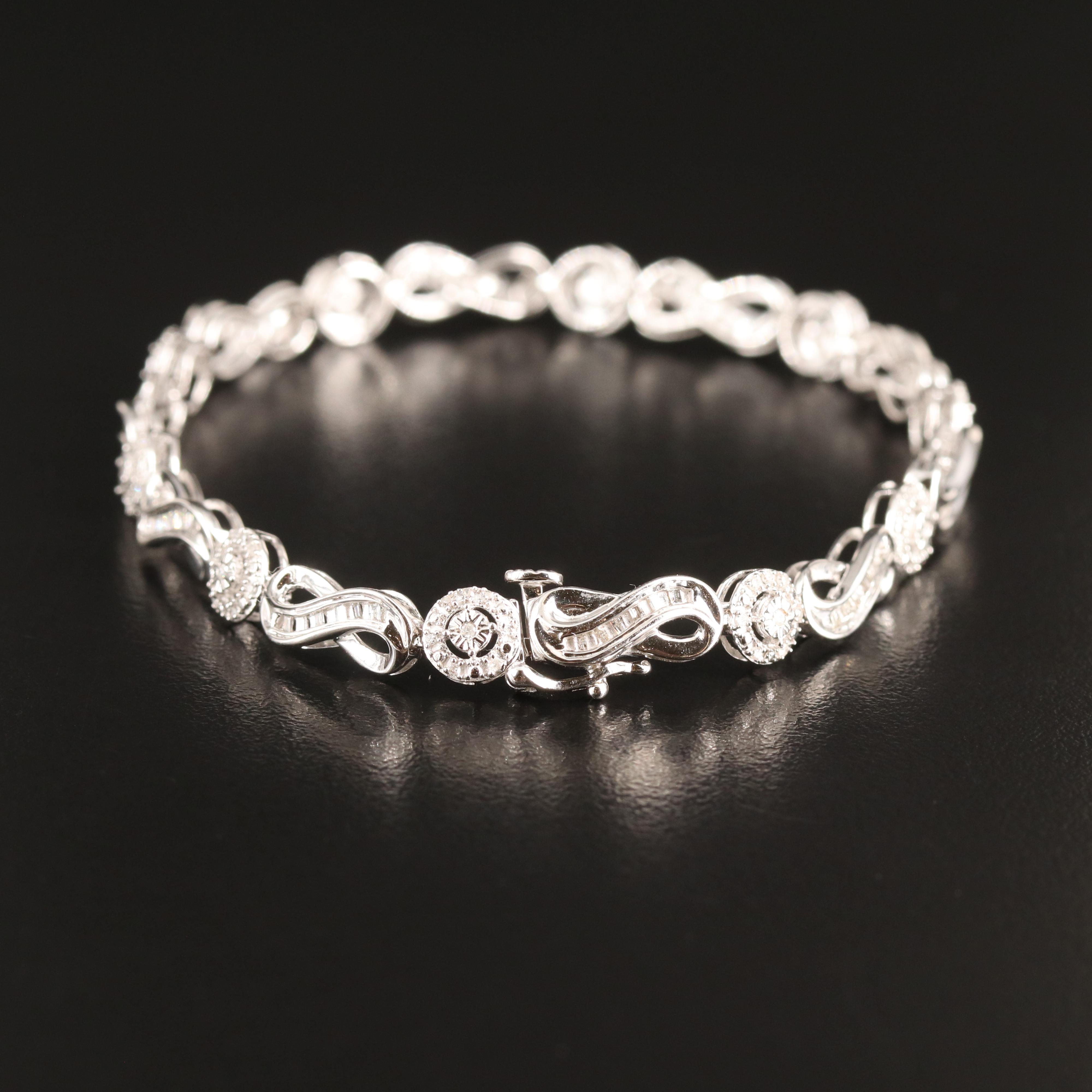 Sterling Diamond Infinity Link Bracelet