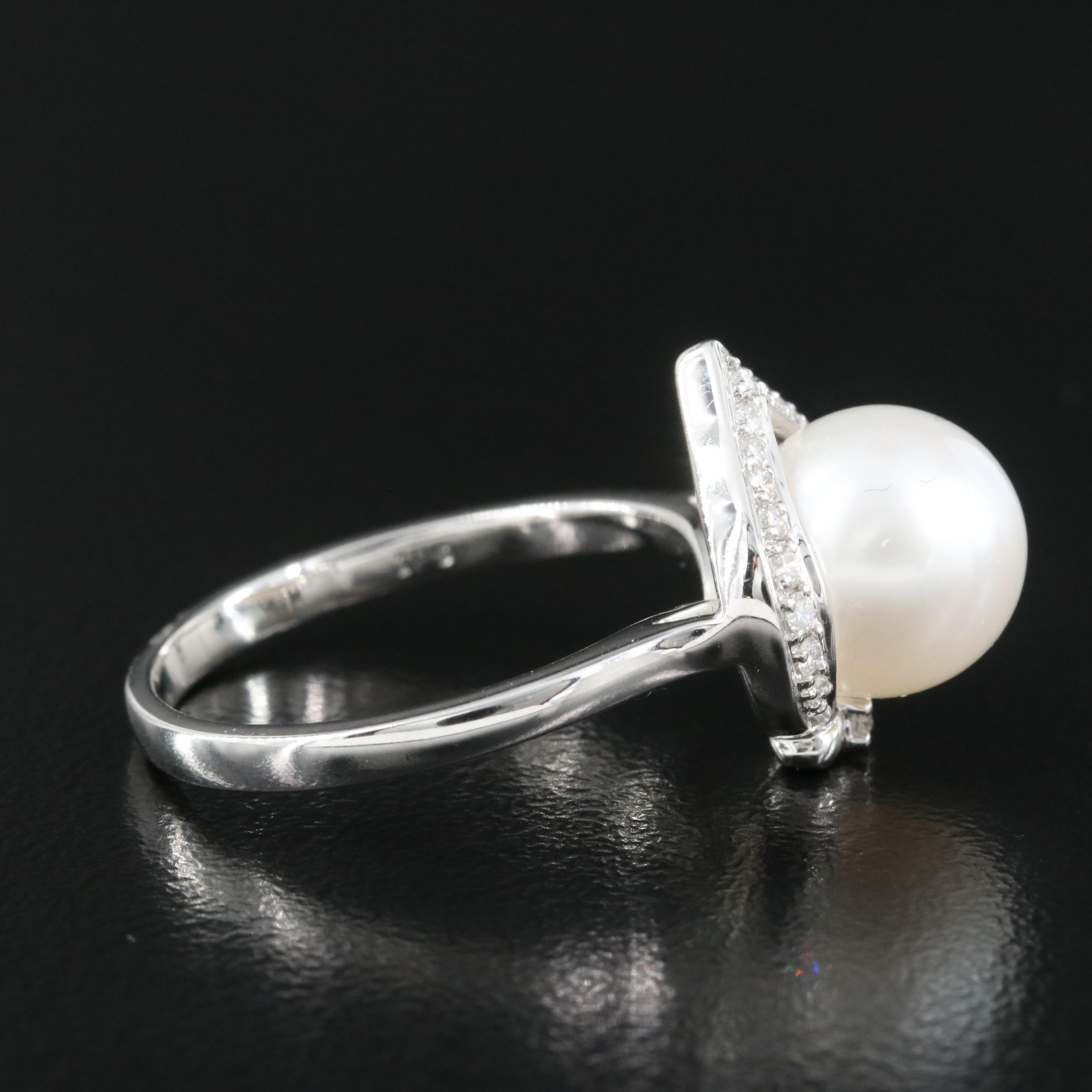 14K Pearl and Diamond Ring