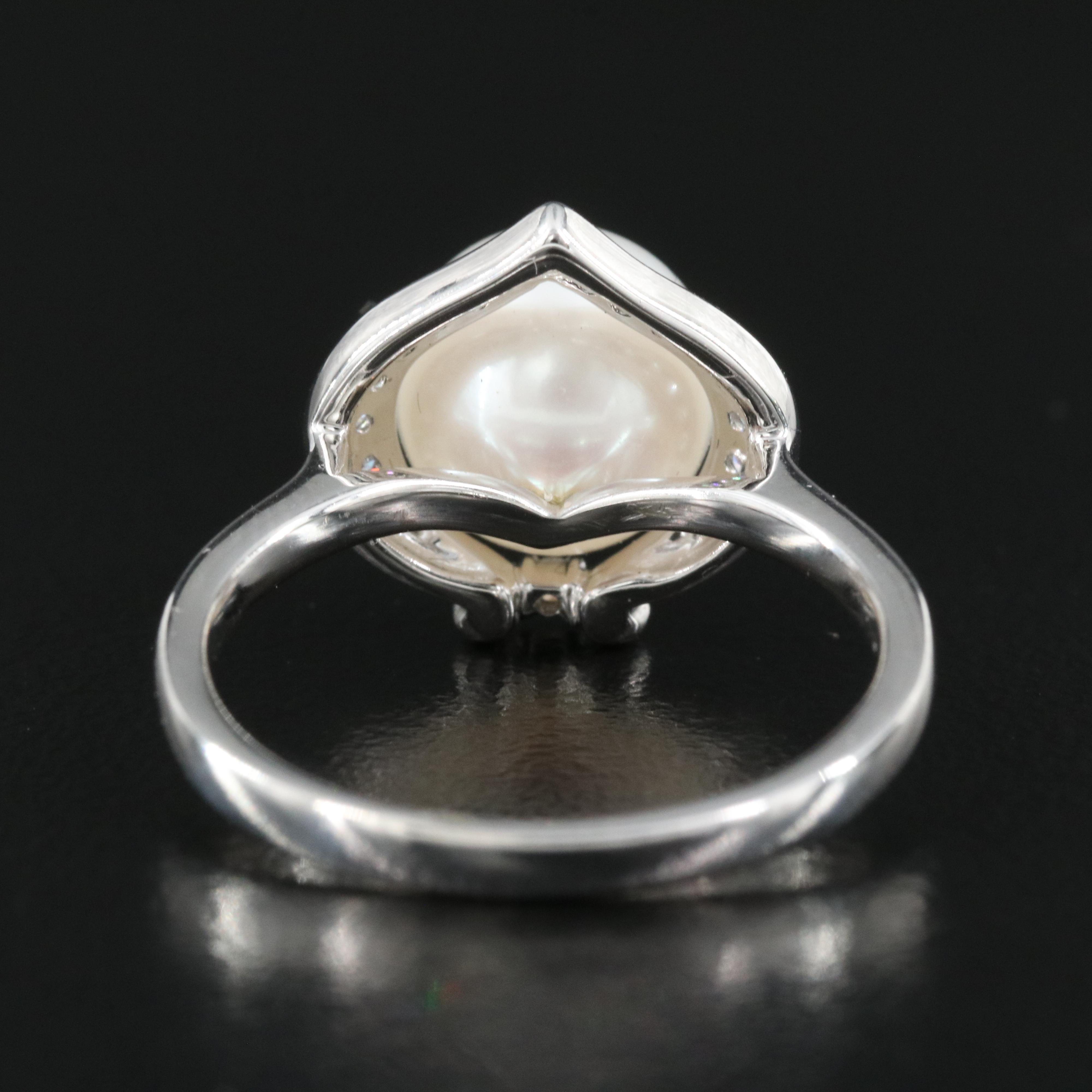 14K Pearl and Diamond Ring