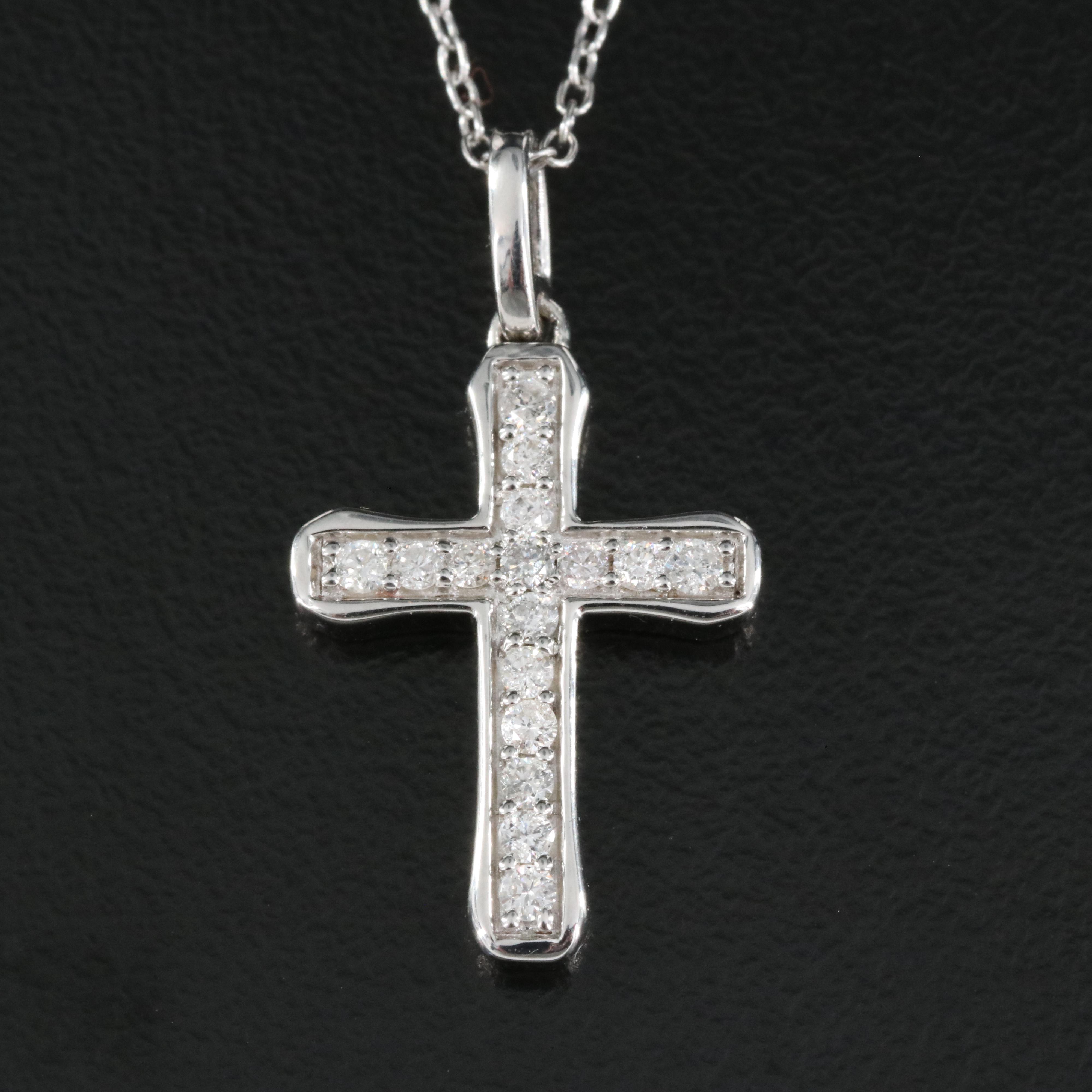 Sterling Diamond Cross Pendant Necklace