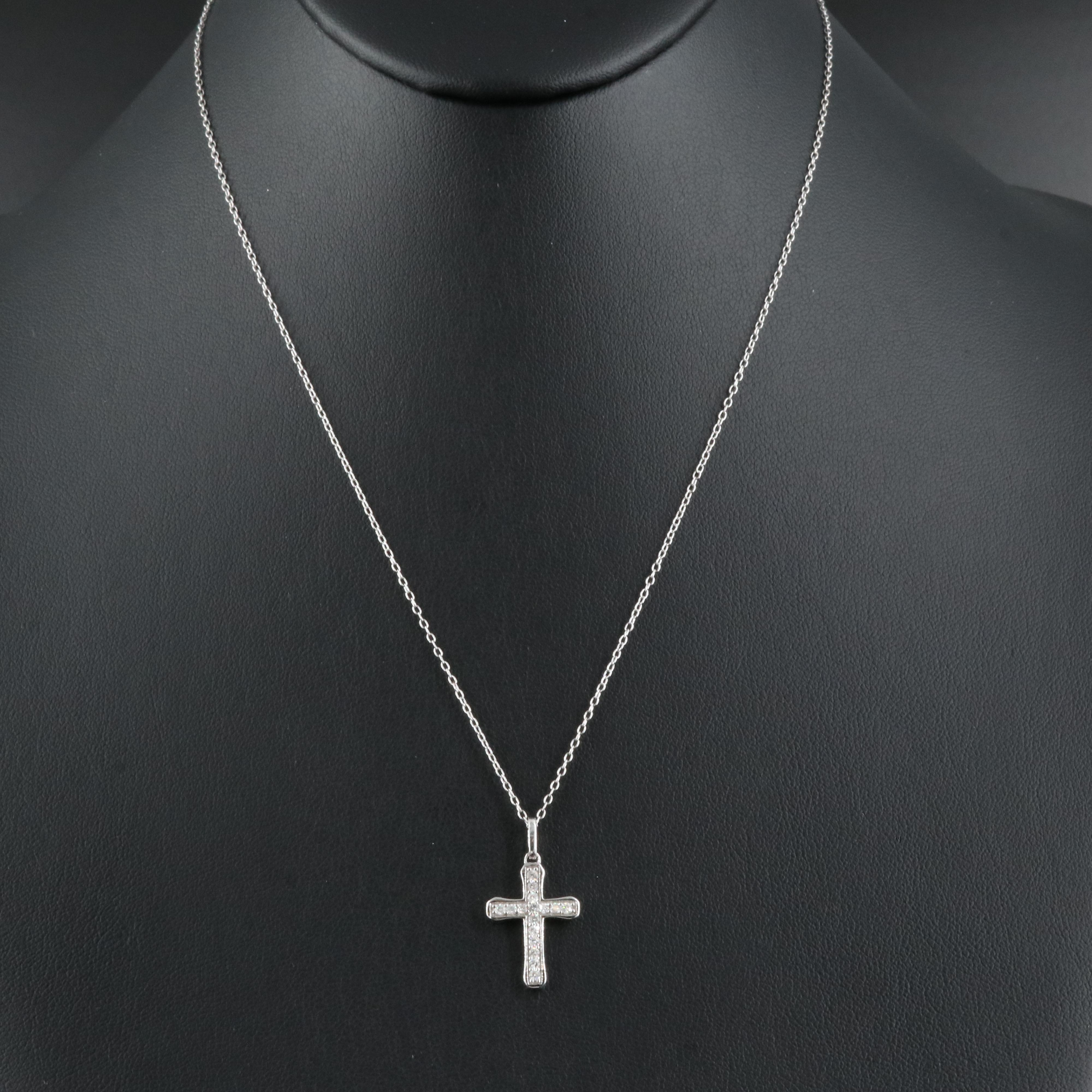 Sterling Diamond Cross Pendant Necklace