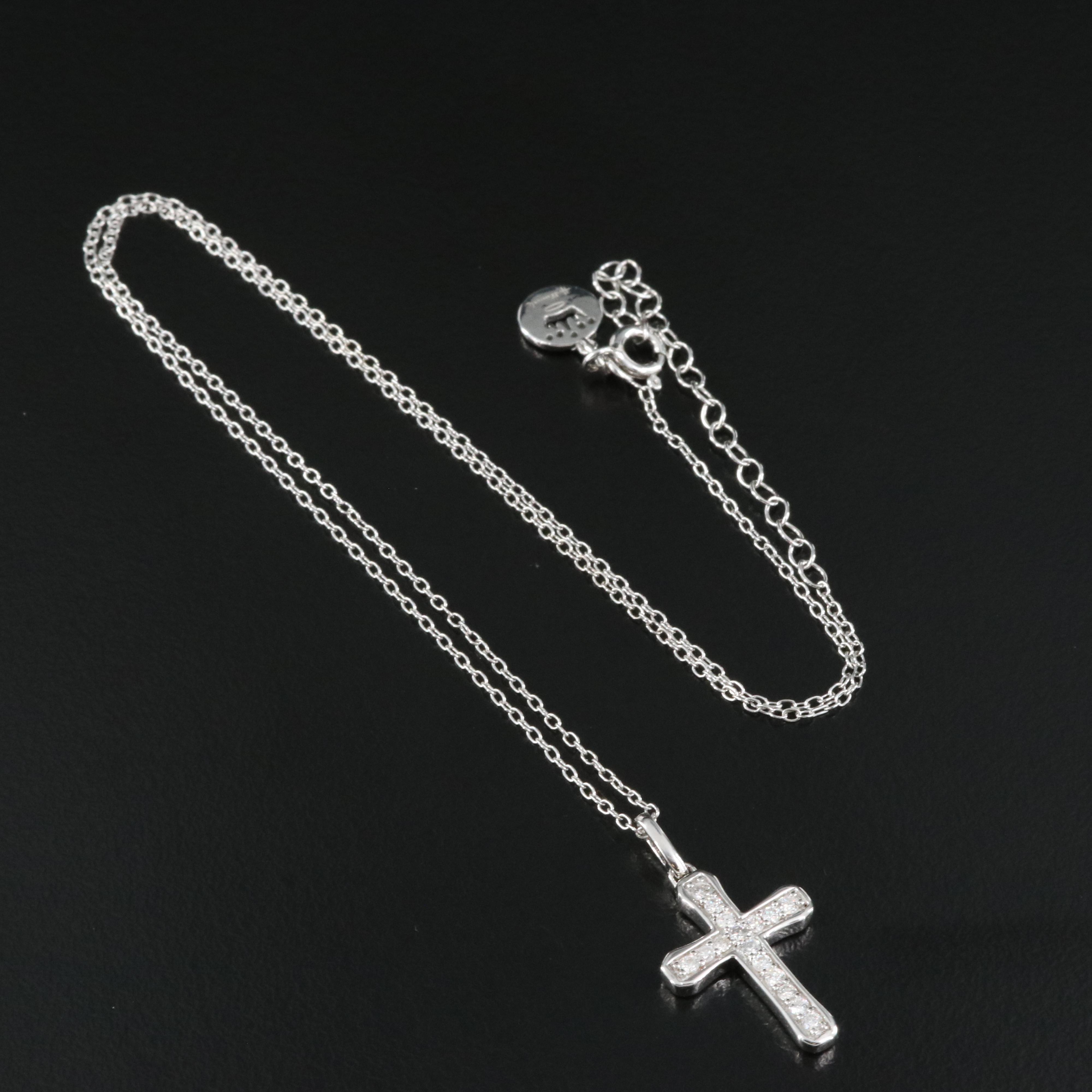 Sterling Diamond Cross Pendant Necklace