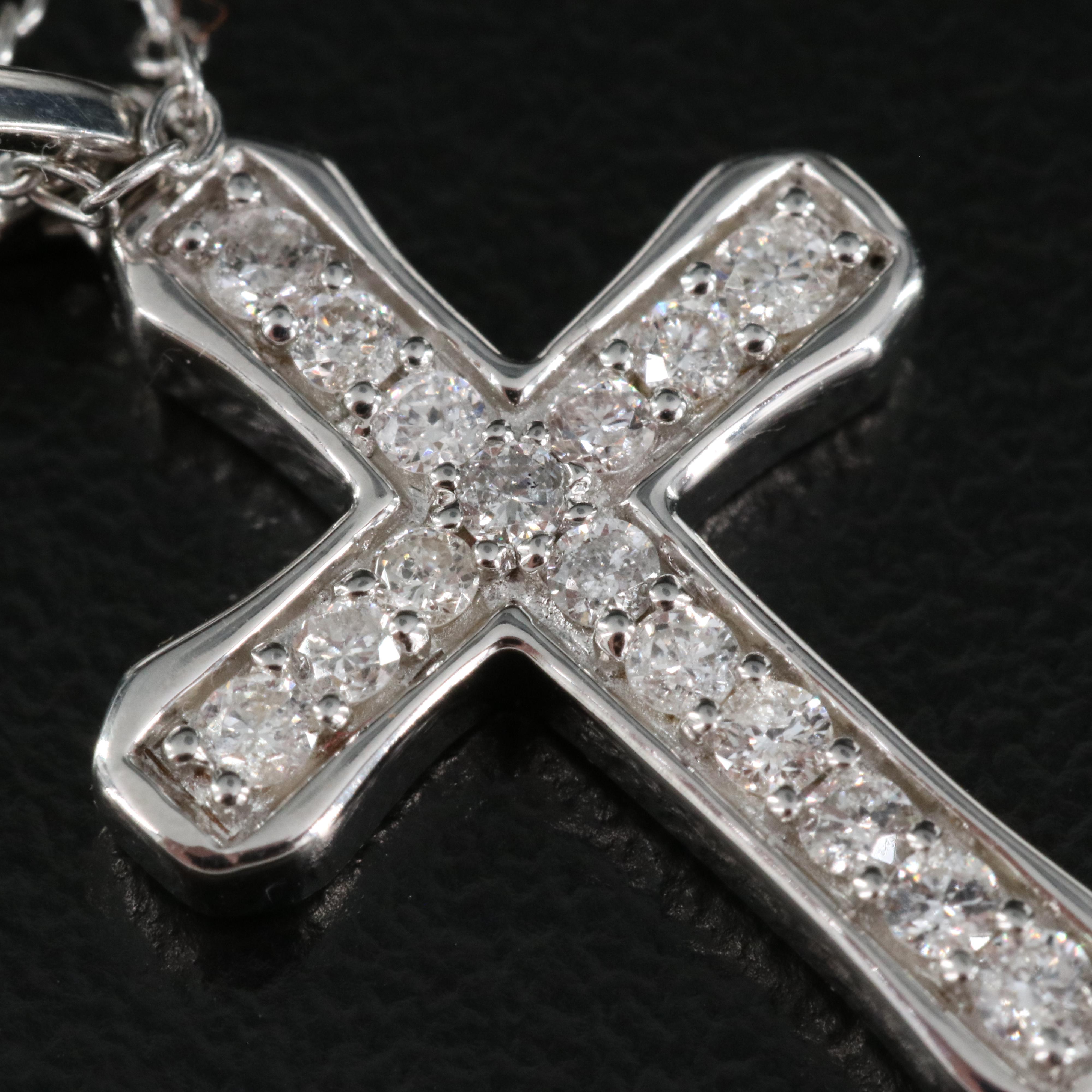 Sterling Diamond Cross Pendant Necklace