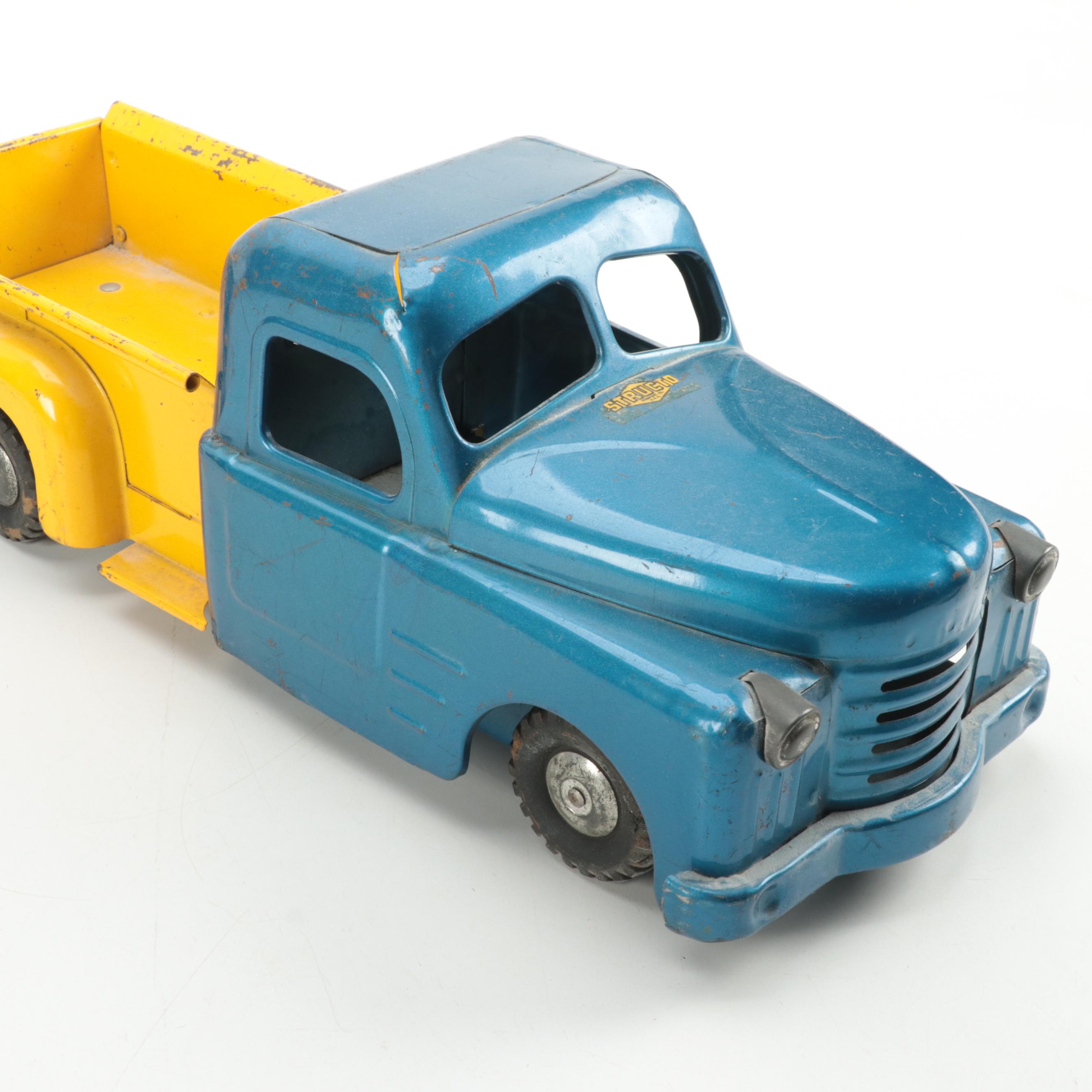 Structo Pressed Steel Toy Pickup Truck with Trailer, Mid-20th Century