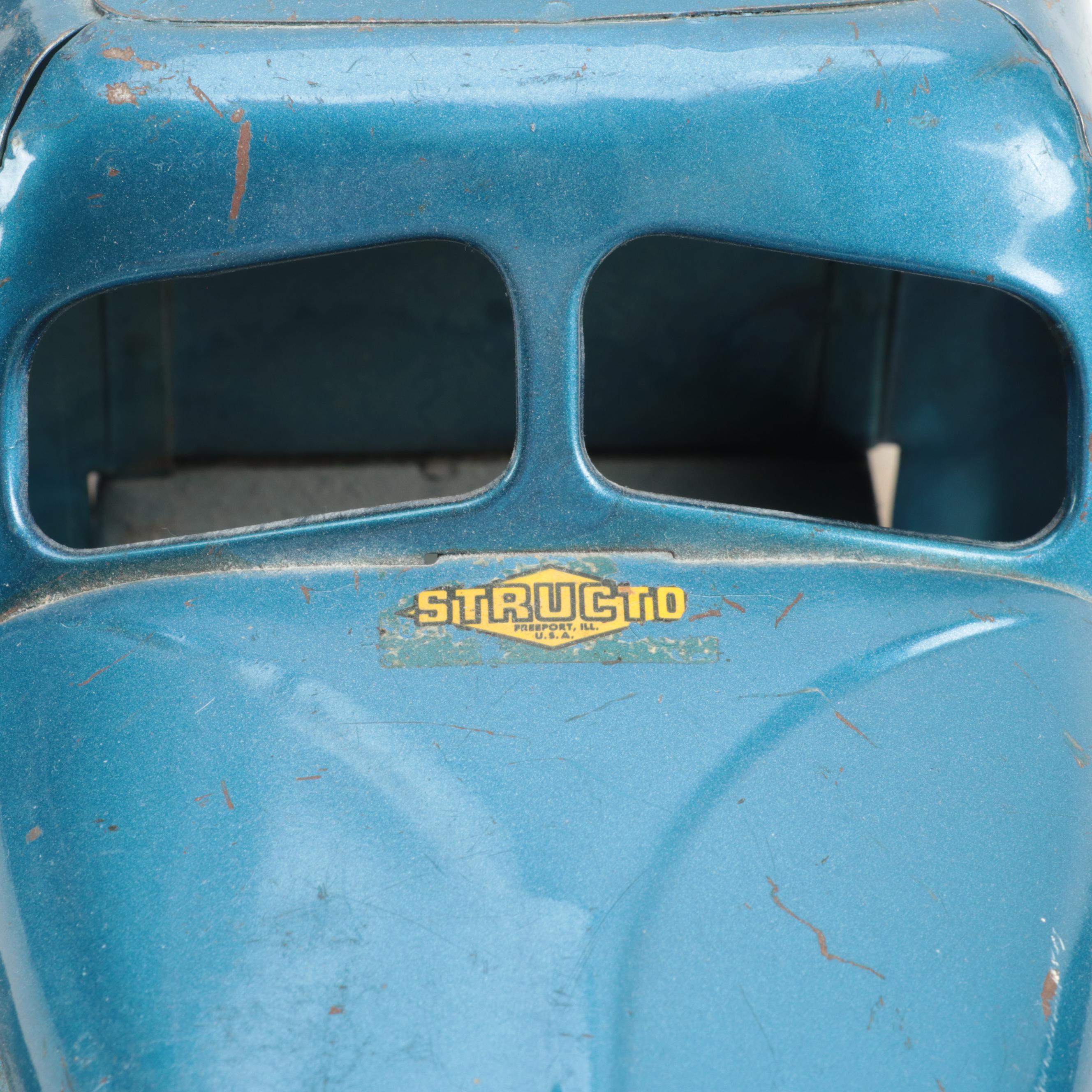 Structo Pressed Steel Toy Pickup Truck with Trailer, Mid-20th Century