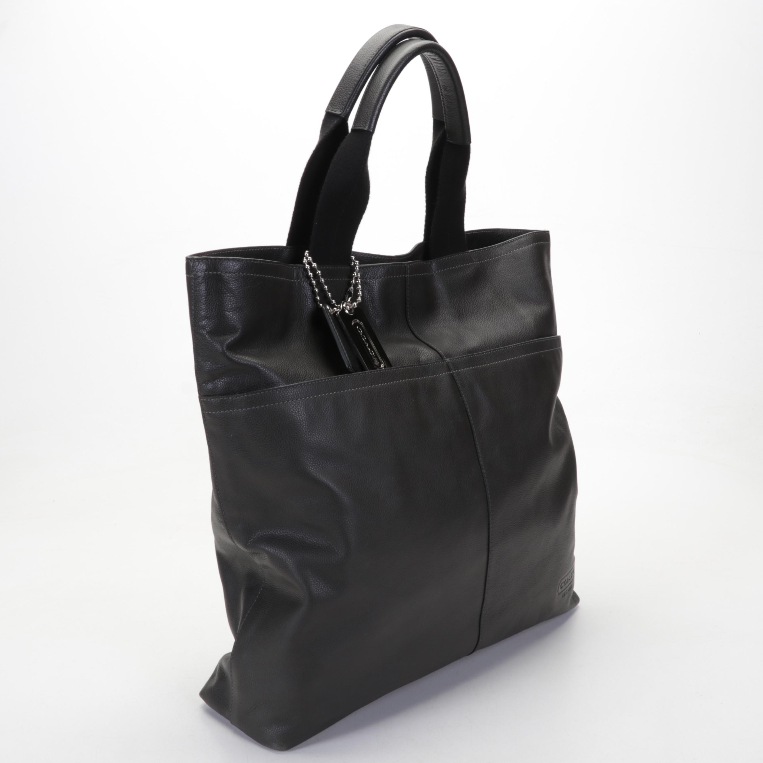 Coach Pewter Gray Pebbled Leather Tote Bag