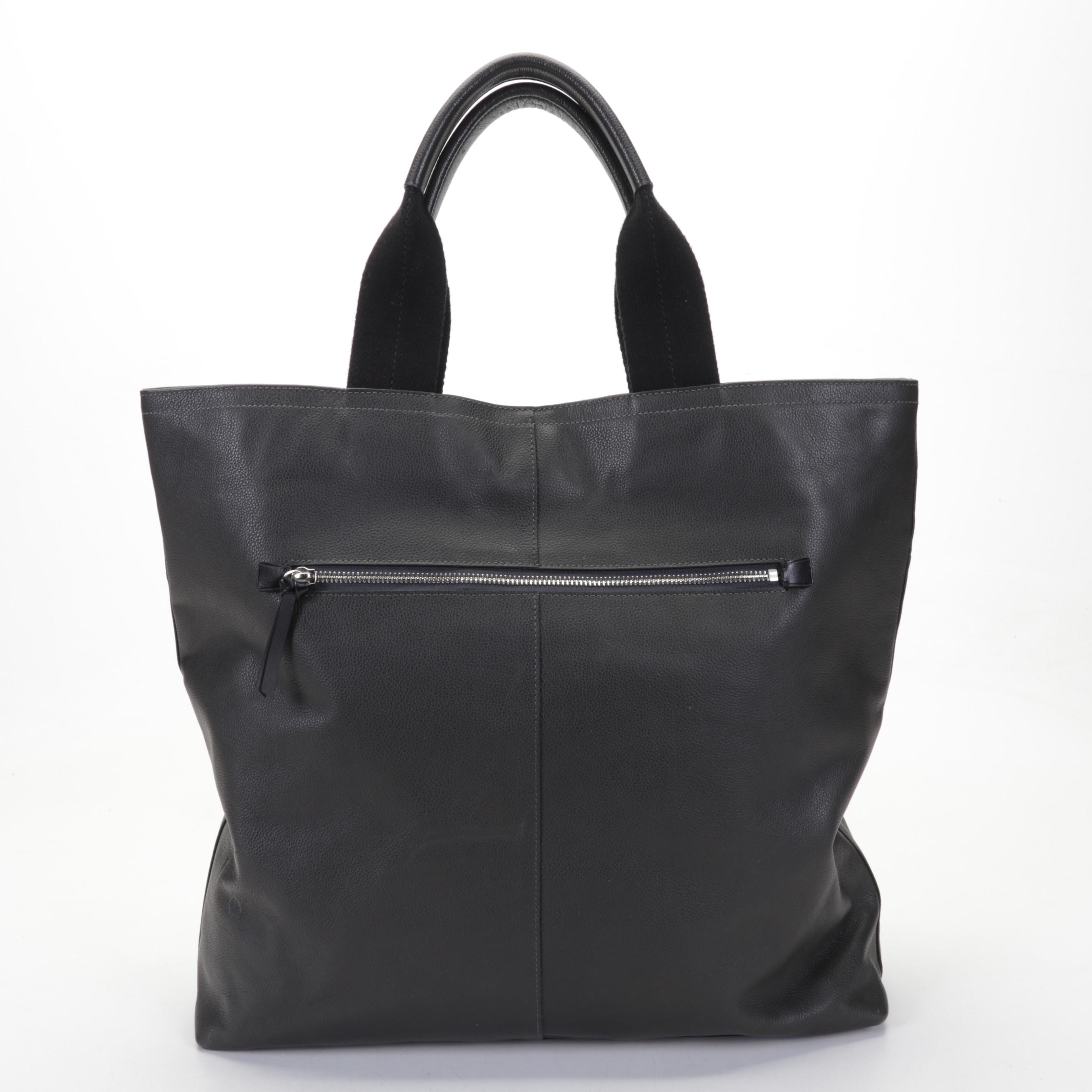 Coach Pewter Gray Pebbled Leather Tote Bag