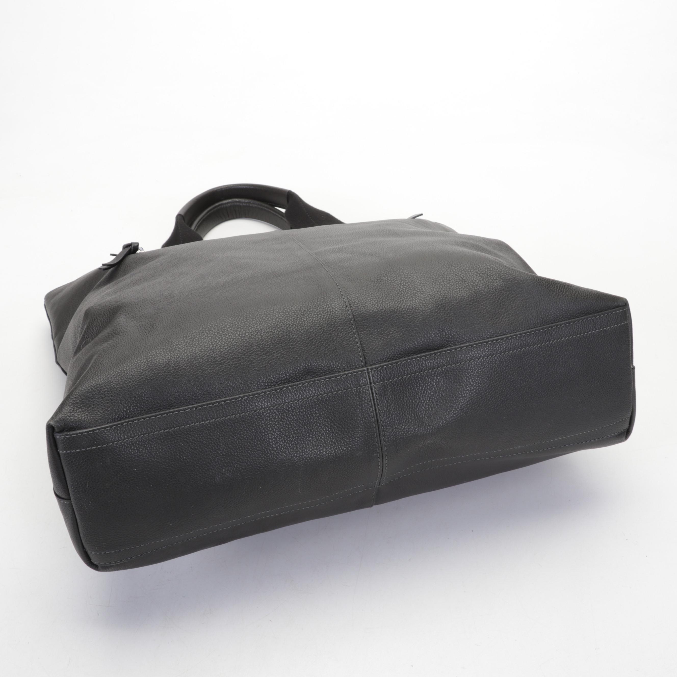 Coach Pewter Gray Pebbled Leather Tote Bag