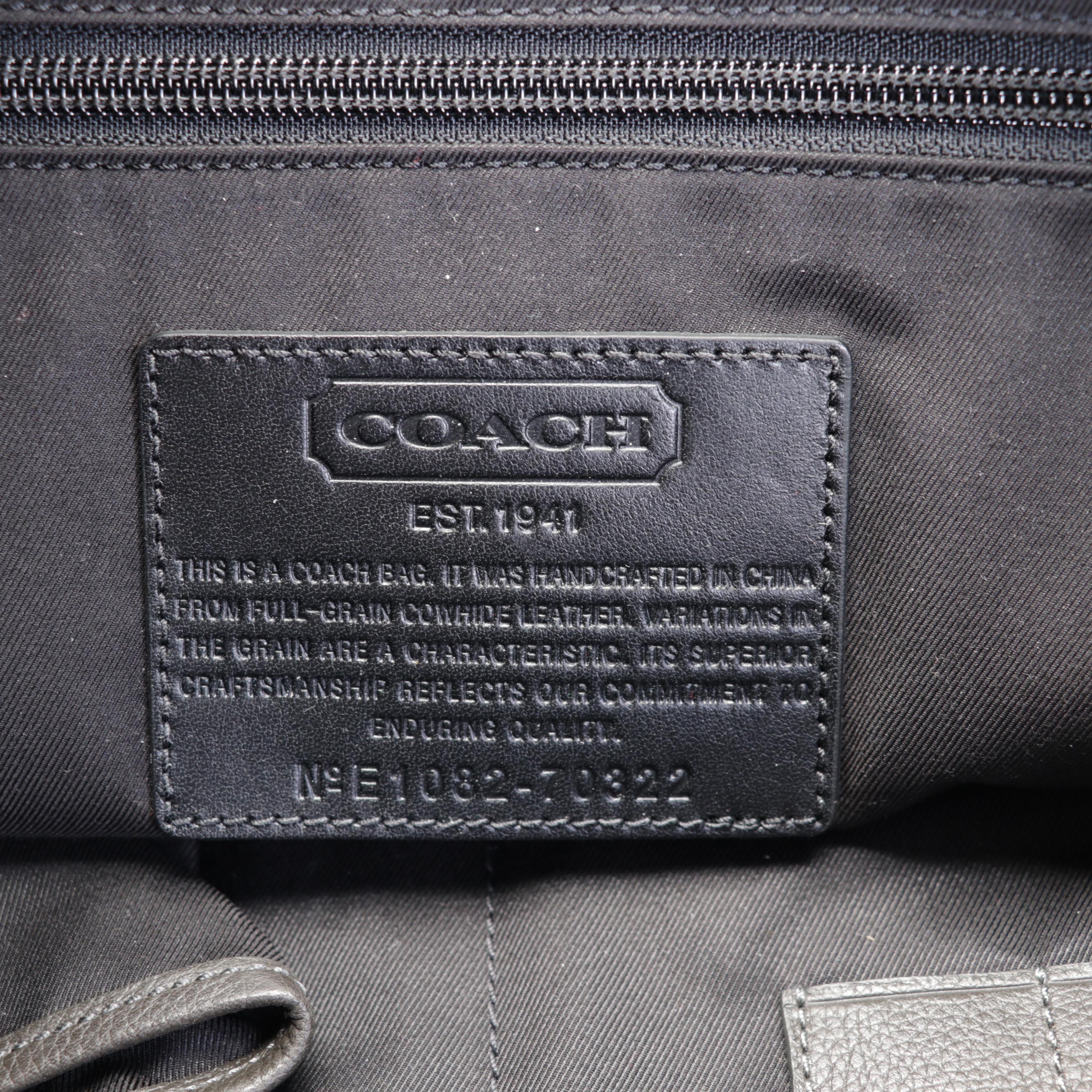 Coach Pewter Gray Pebbled Leather Tote Bag