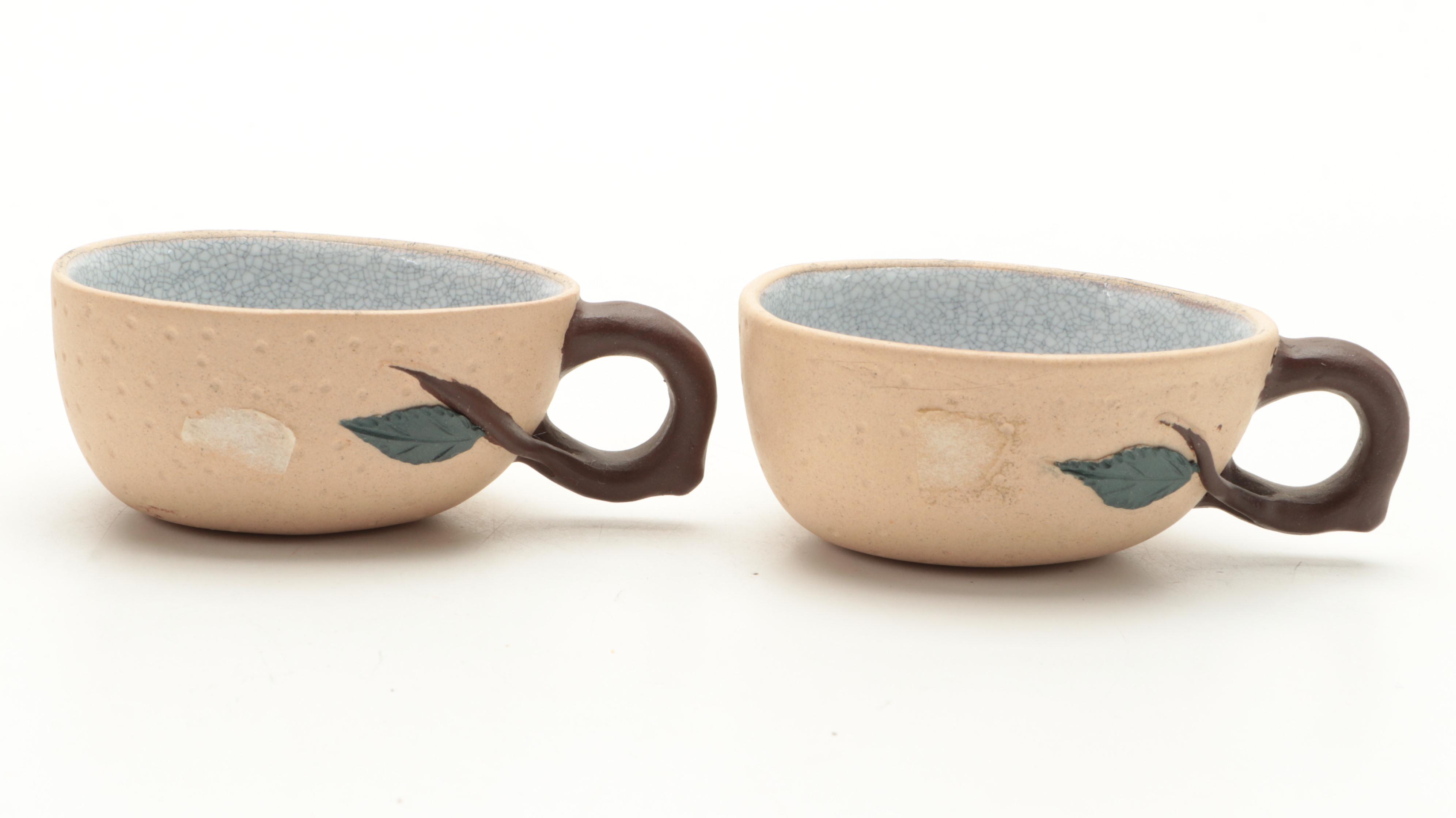 Chinese Yixing Pottery Gourd Shape Teapot and Teacups