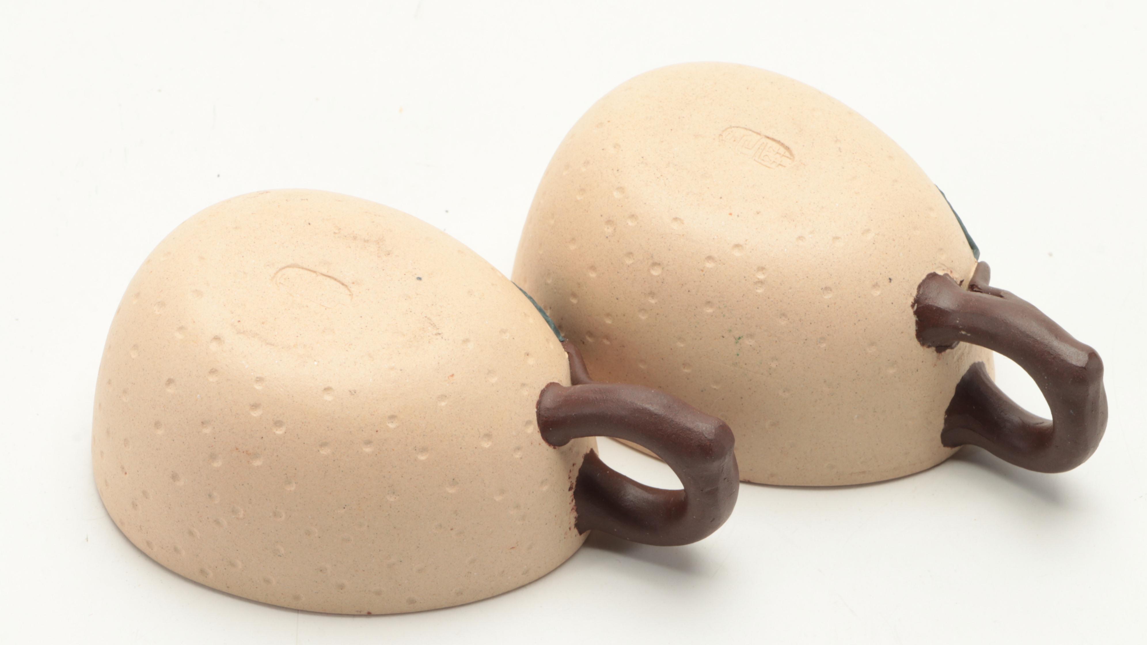 Chinese Yixing Pottery Gourd Shape Teapot and Teacups