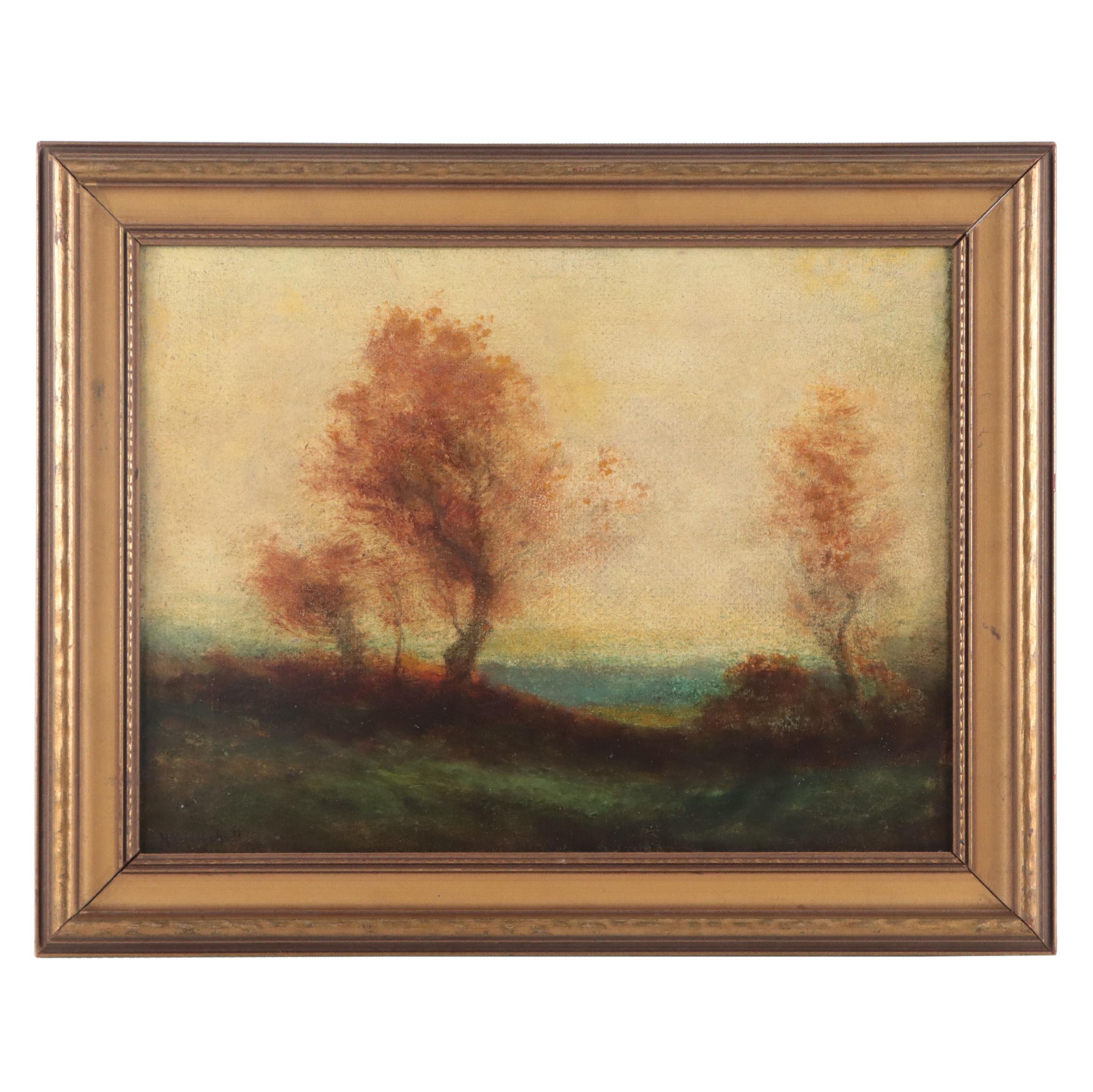 Hudson Mindell Kitchell Tonalist Oil Painting of Landscape