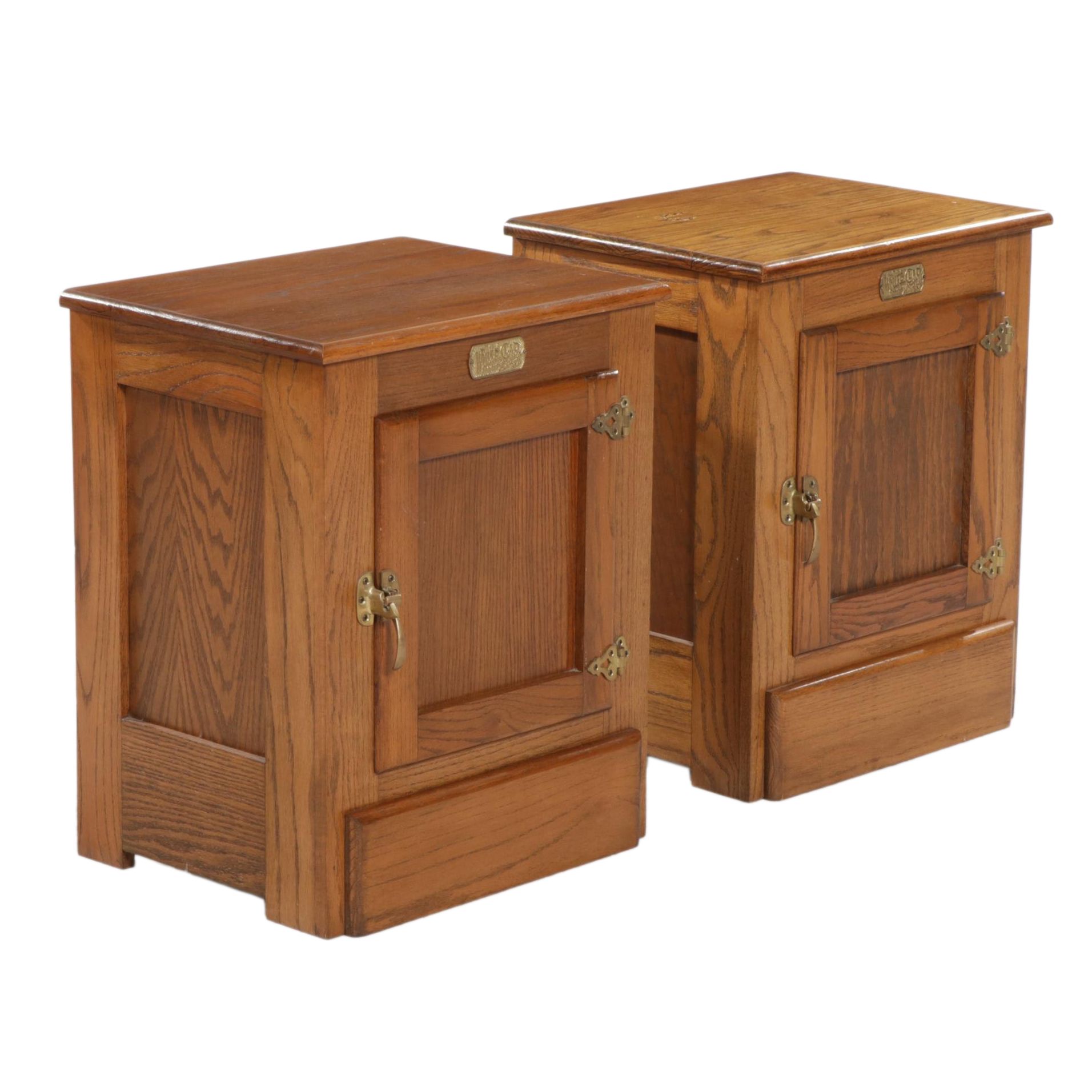 Pair of White Clad Icebox Style Oak End Tables, Late 20th to 21st Century