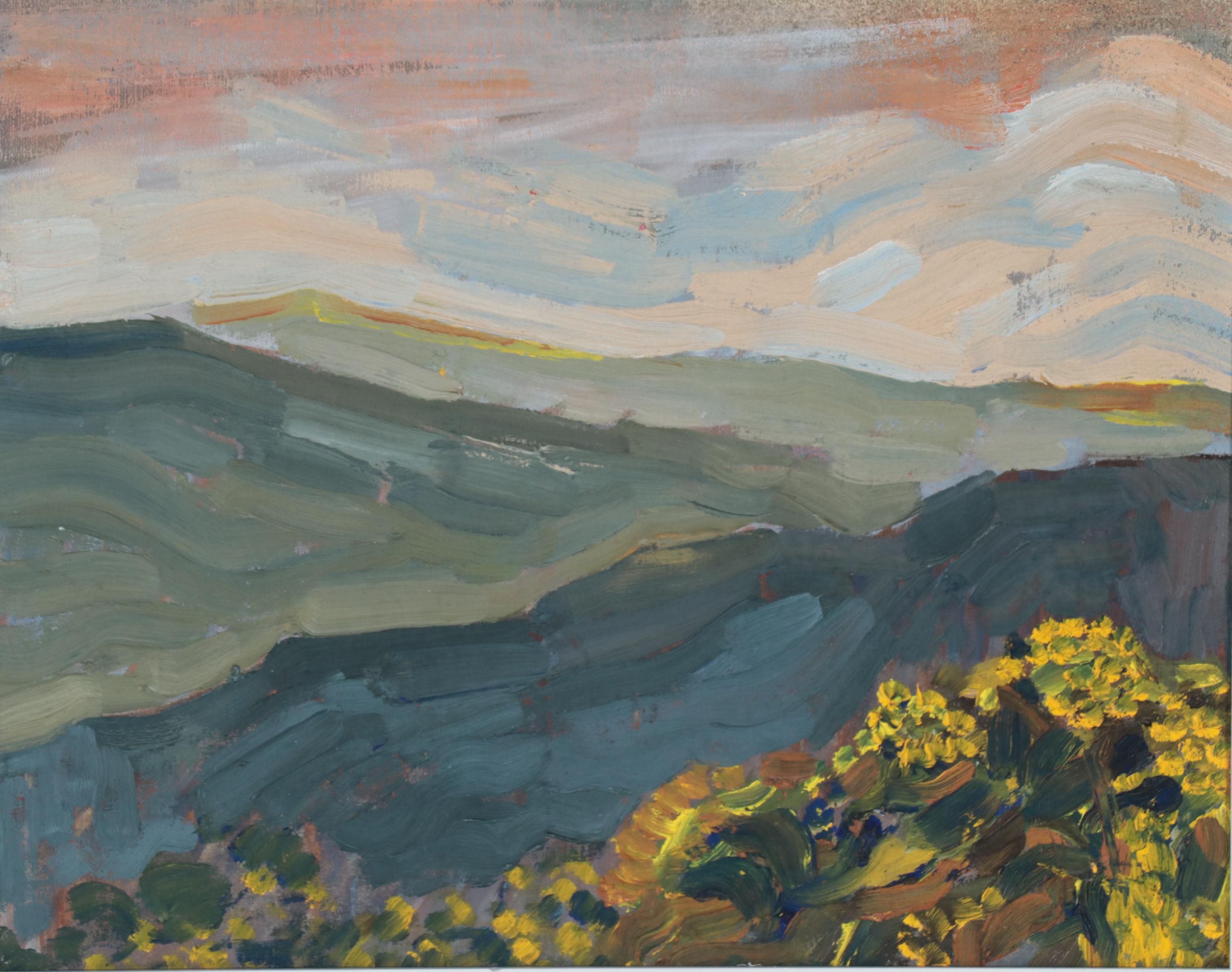 Abstract Landscape Oil Painting of Mountain Scene