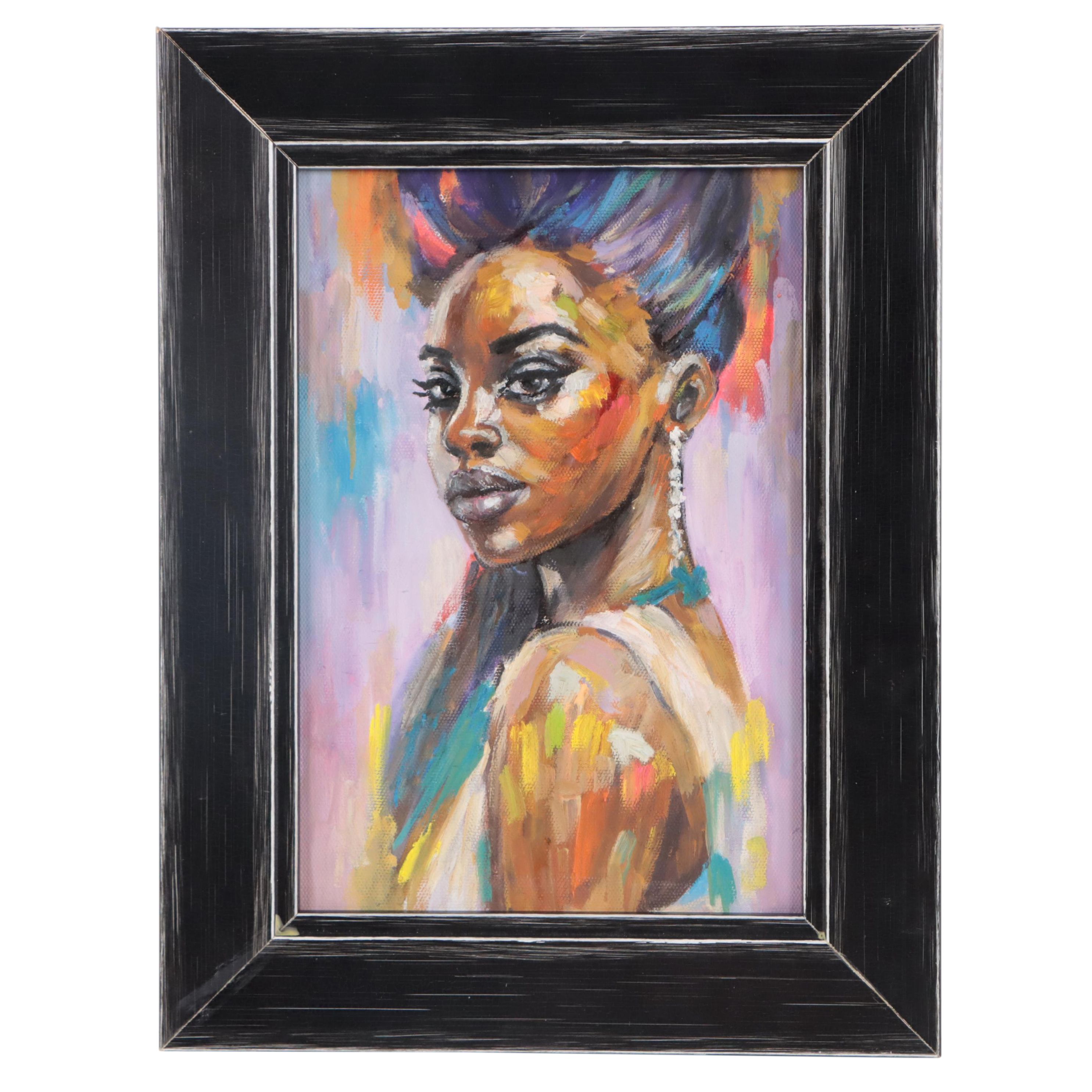 Portrait Oil Painting of Black Woman