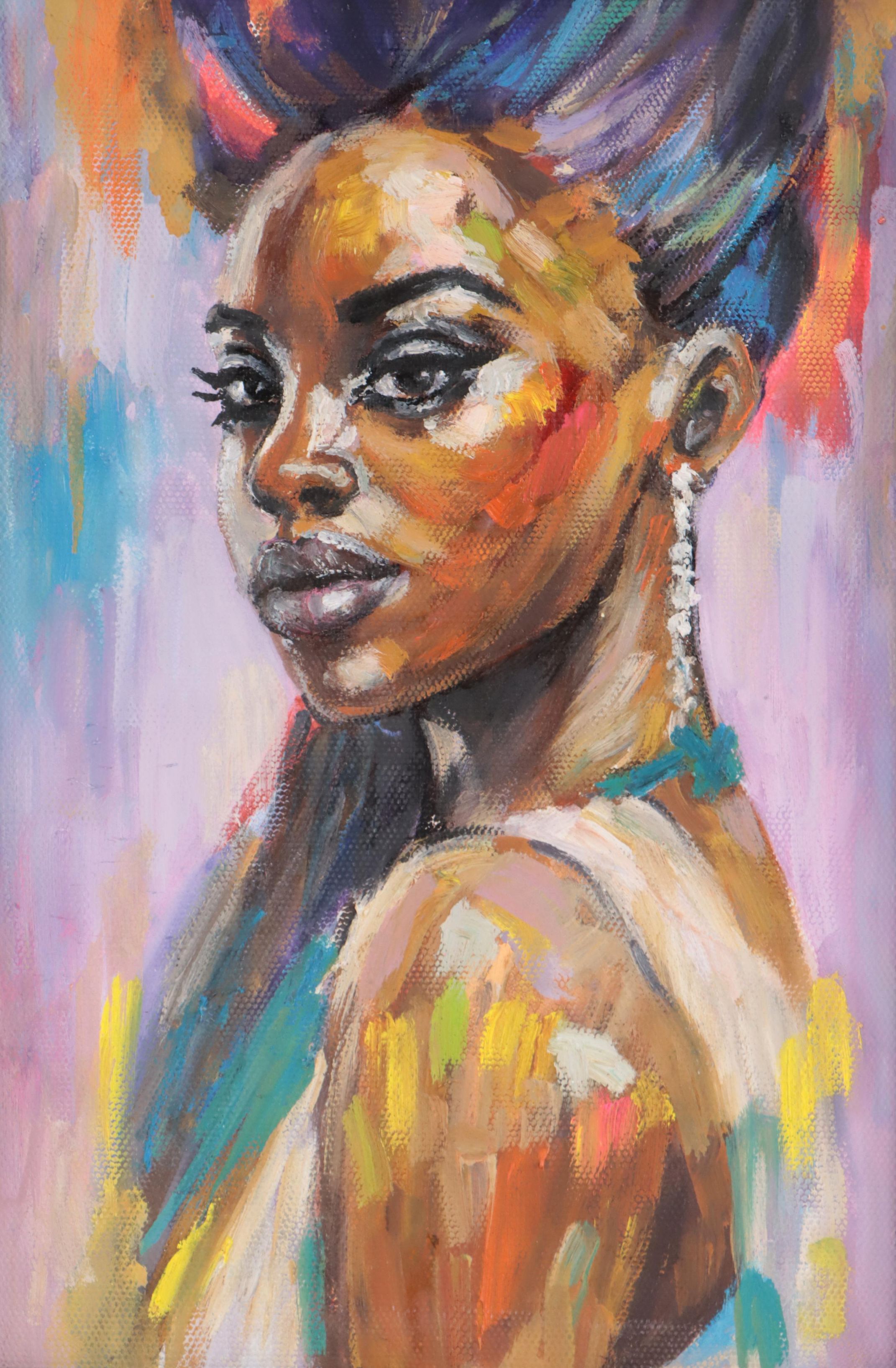Portrait Oil Painting of Black Woman