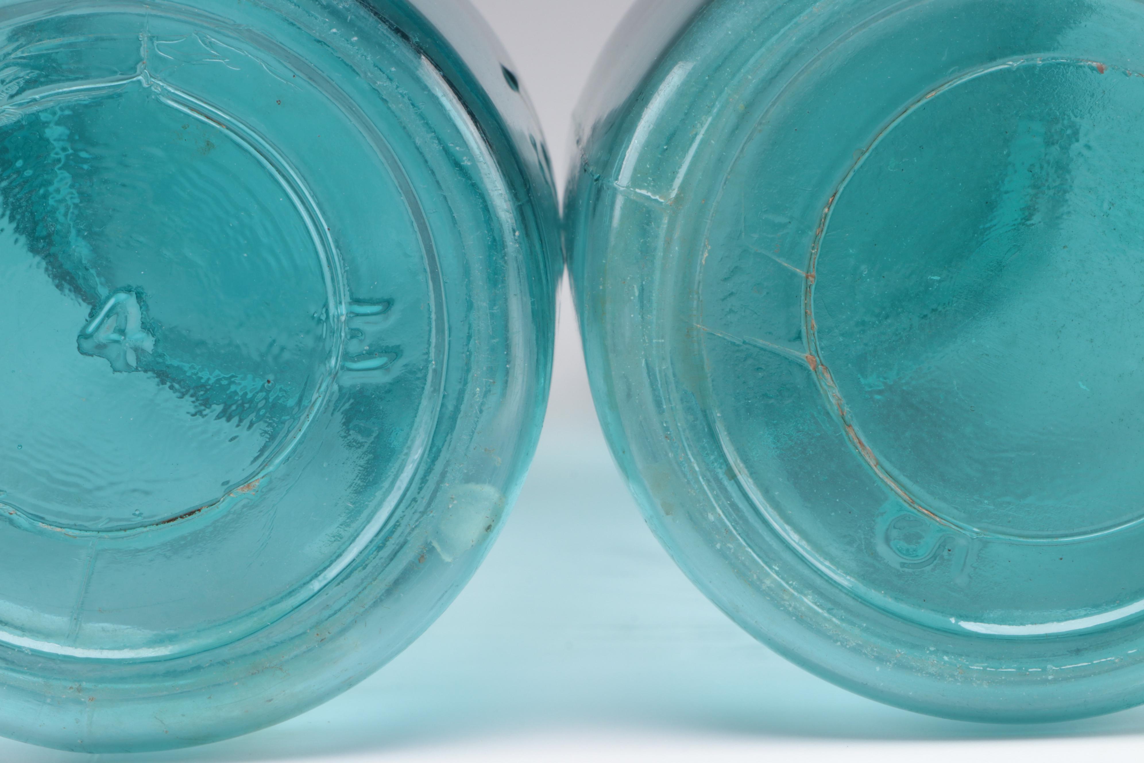 Ball Perfect Mason Blue Glass Canning Jars, 20th Century