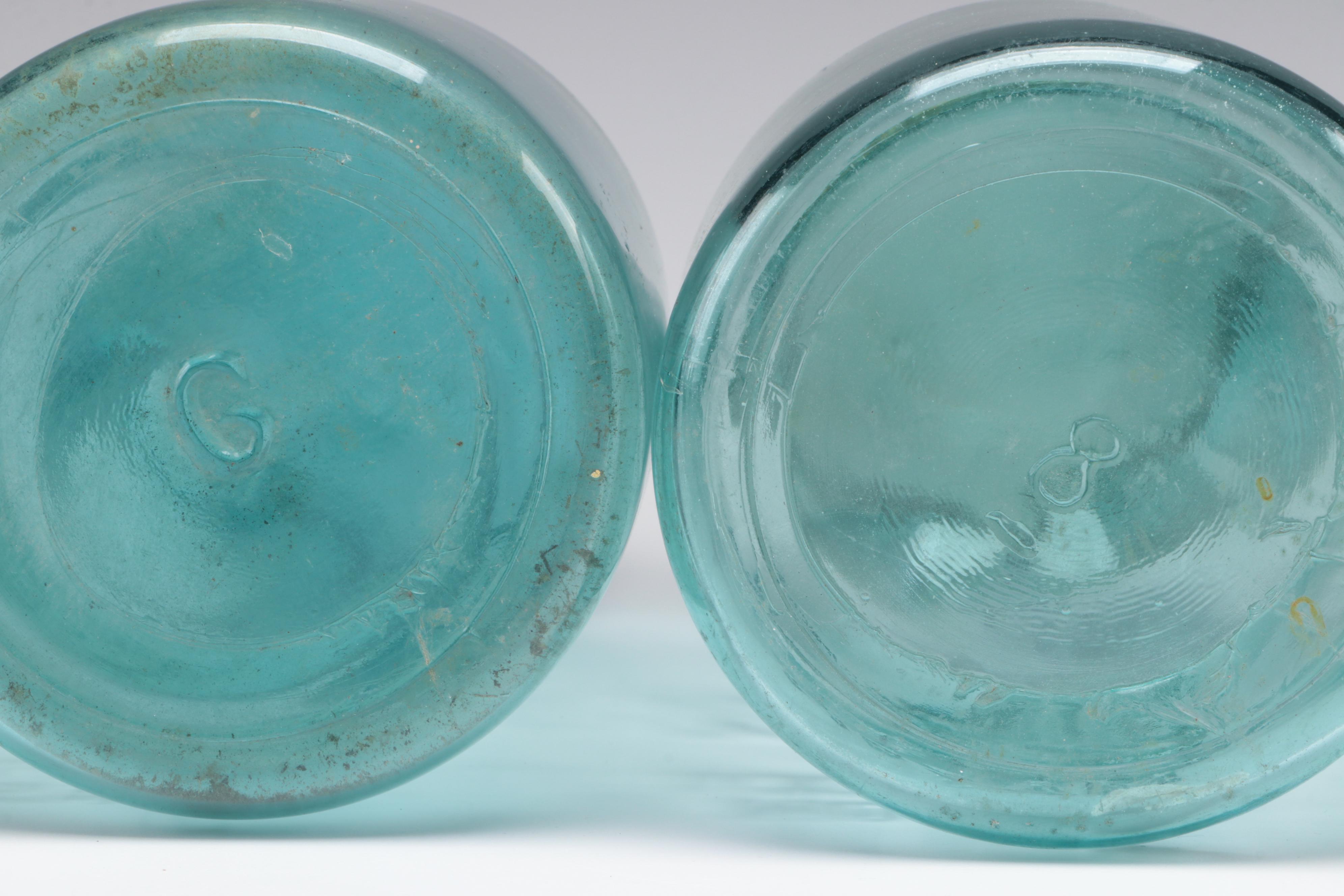 Ball Perfect Mason Blue Glass Canning Jars, 20th Century