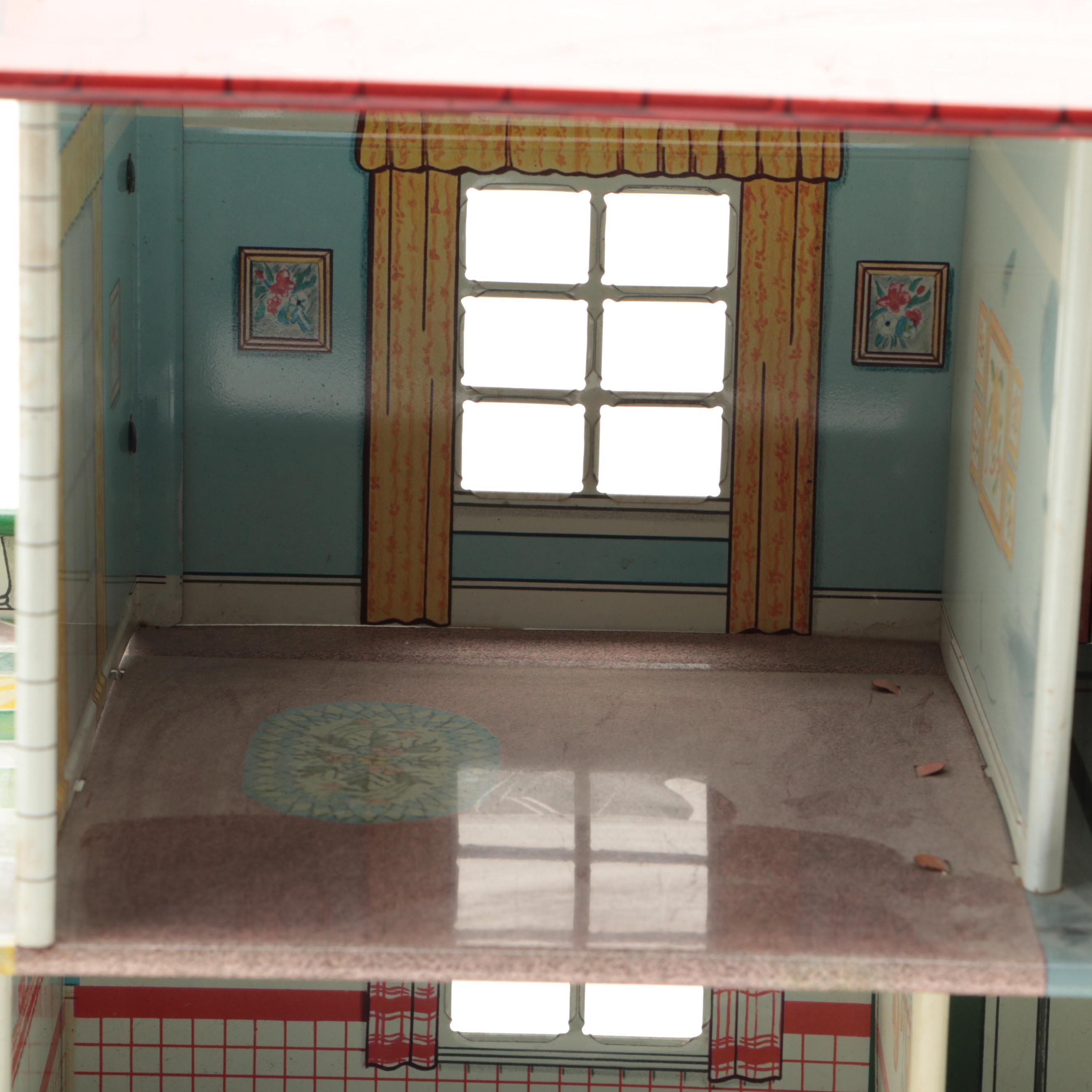 Marx Toys Tin Lithograph Dollhouse with Swingset