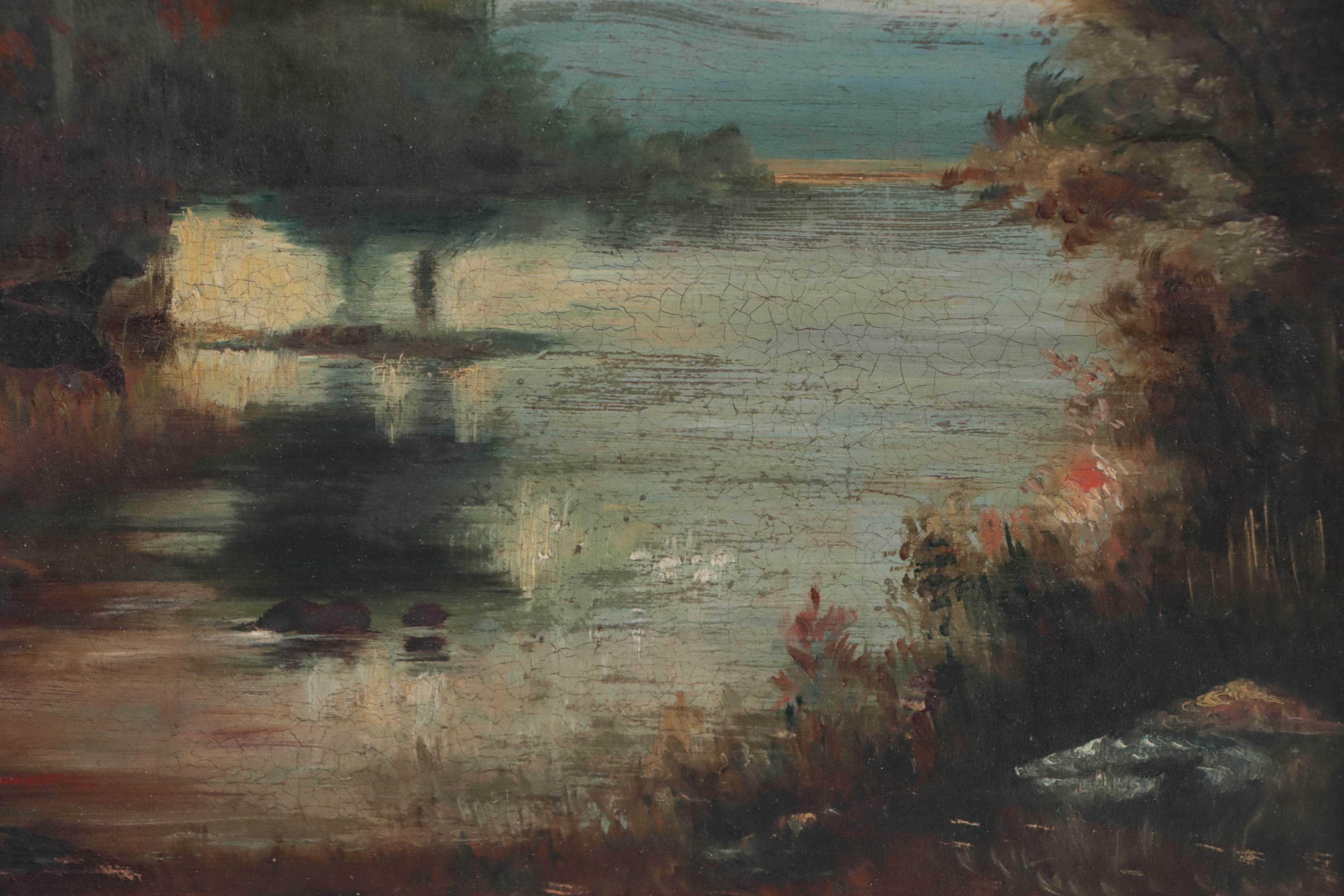 A. M. Williams Oil Painting of Landscape, 1886