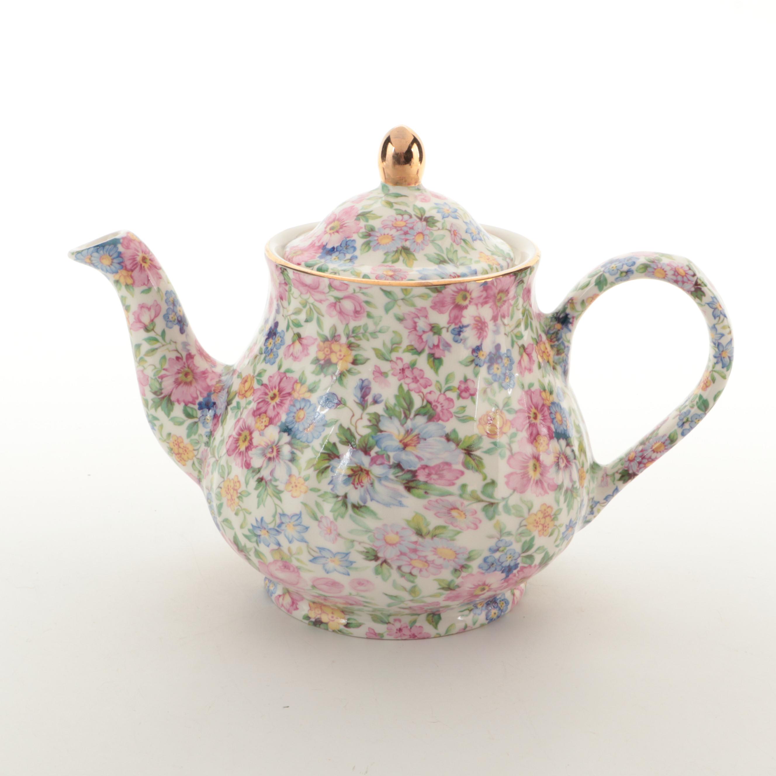 Royal Worcester Blush Ivory Hand-Painted Porcelain Ewer with Other Teapots