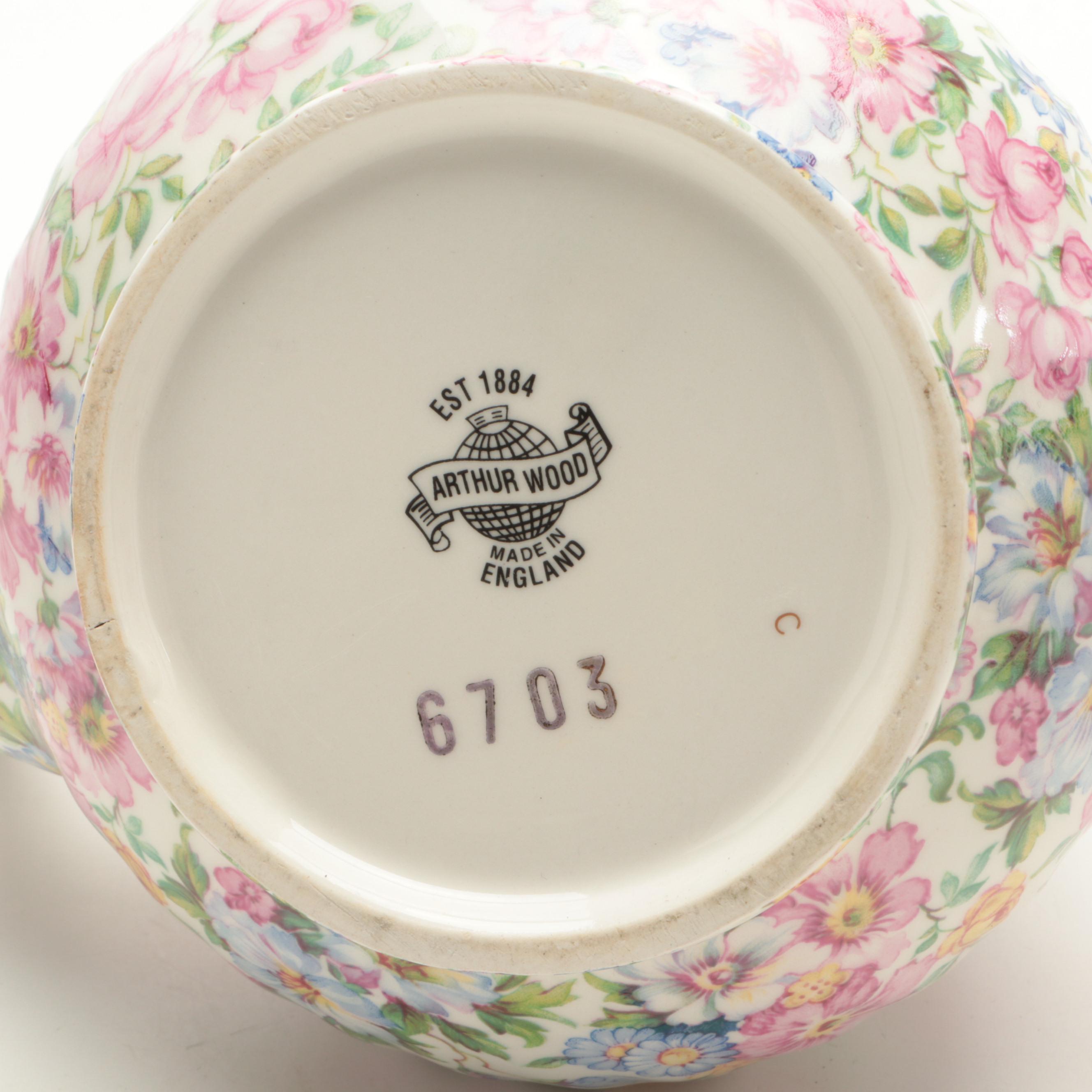 Royal Worcester Blush Ivory Hand-Painted Porcelain Ewer with Other Teapots