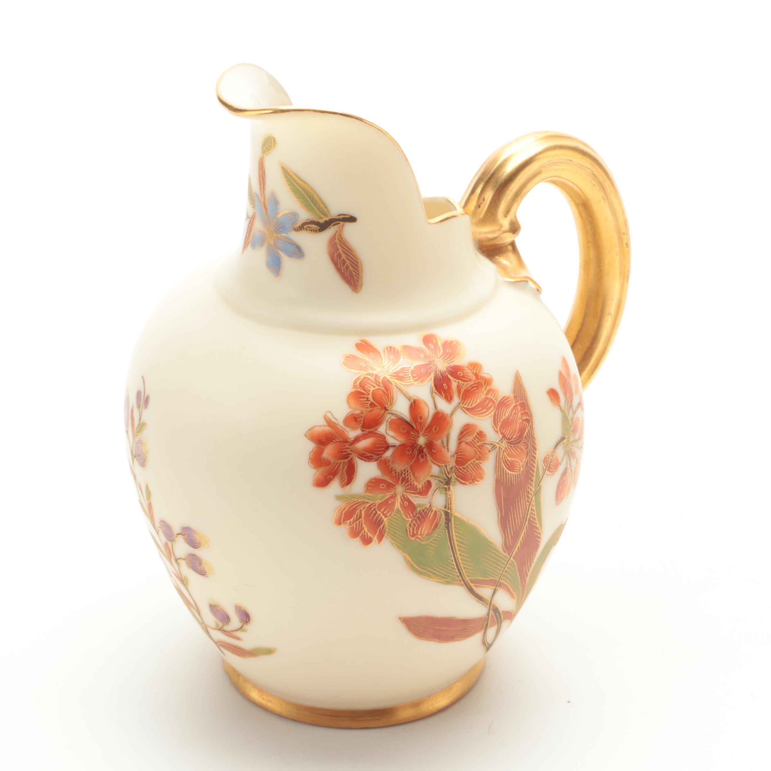 Royal Worcester Blush Ivory Hand-Painted Porcelain Ewer with Other Teapots