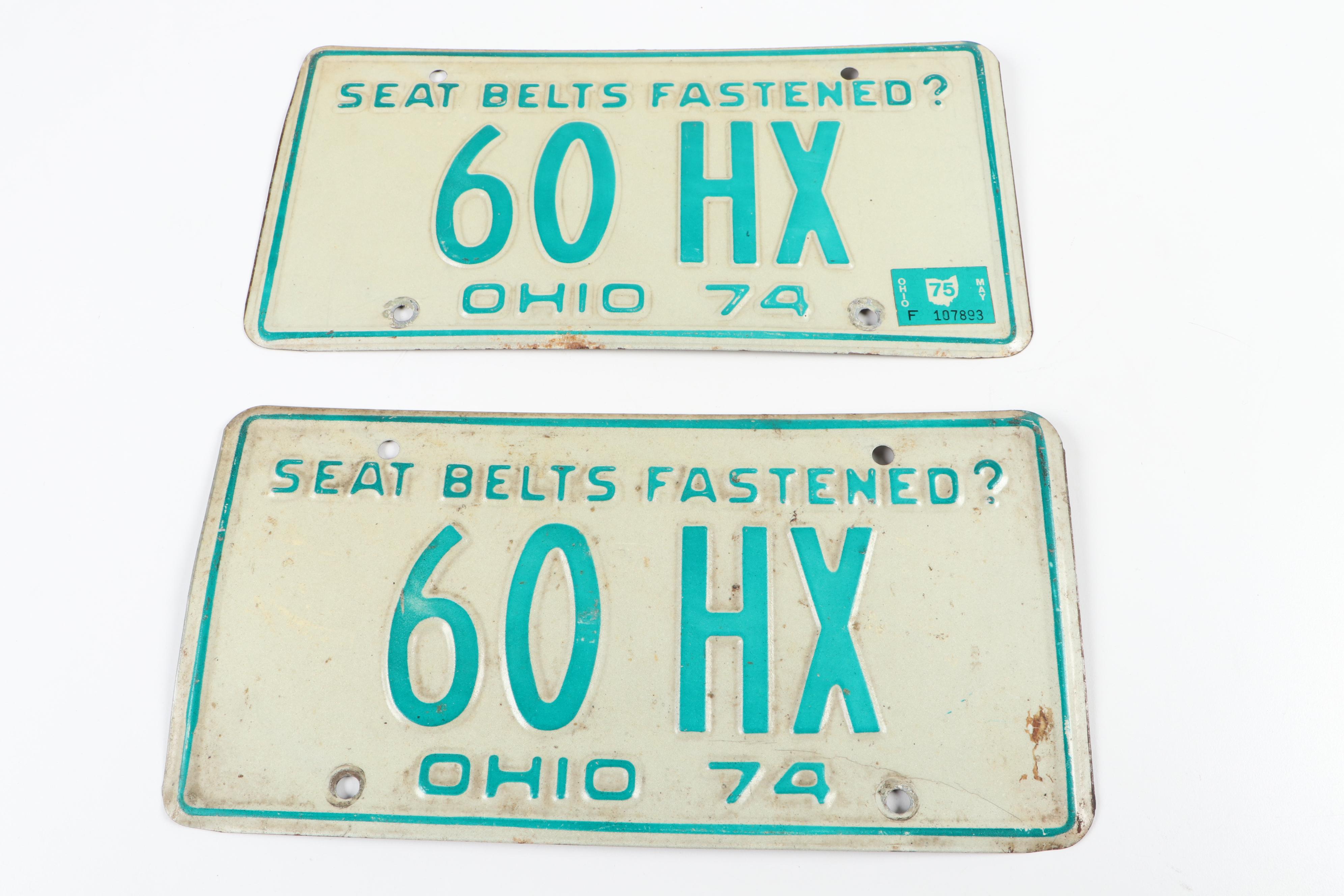 Metal Ohio License Plates, 1974