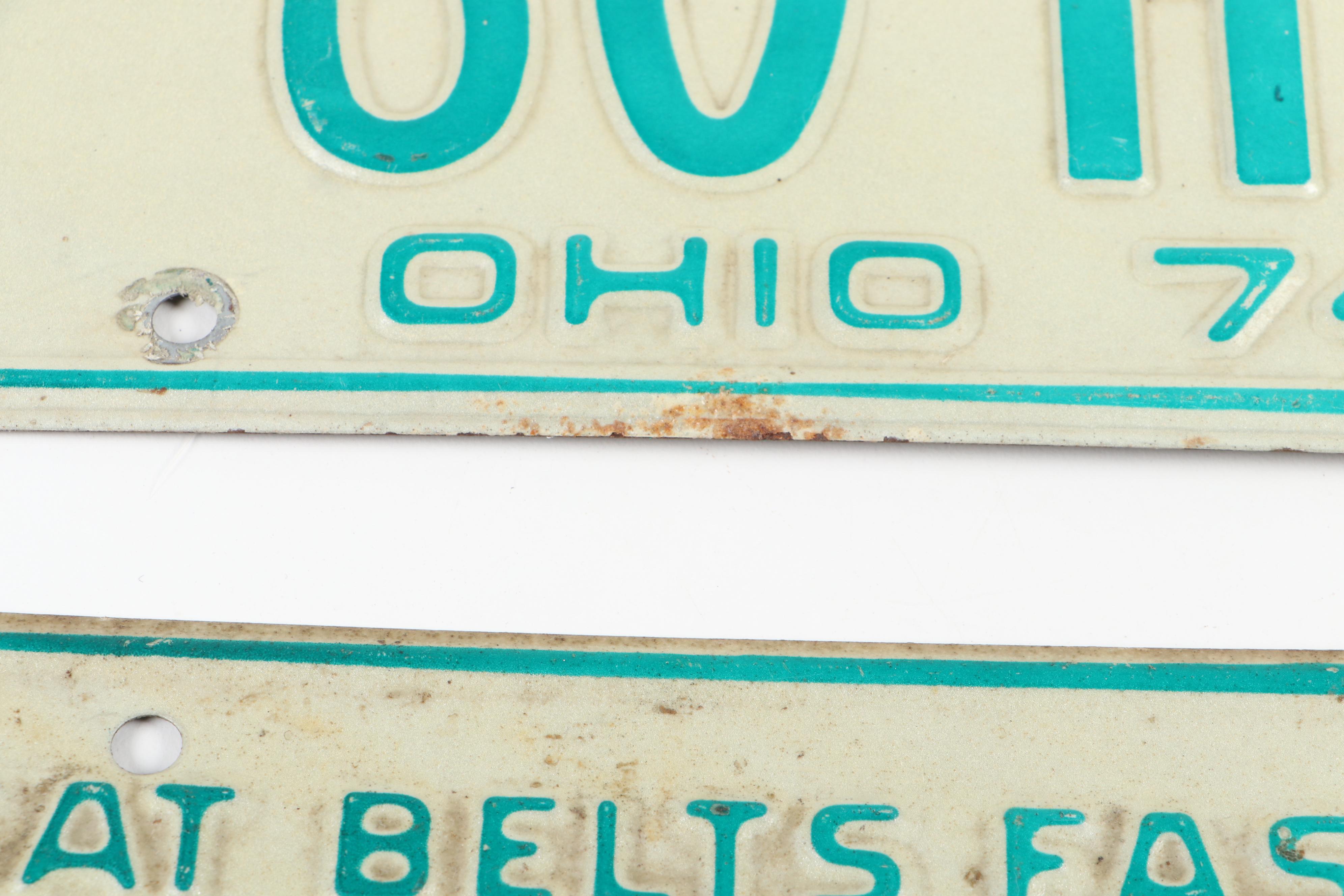 Metal Ohio License Plates, 1974