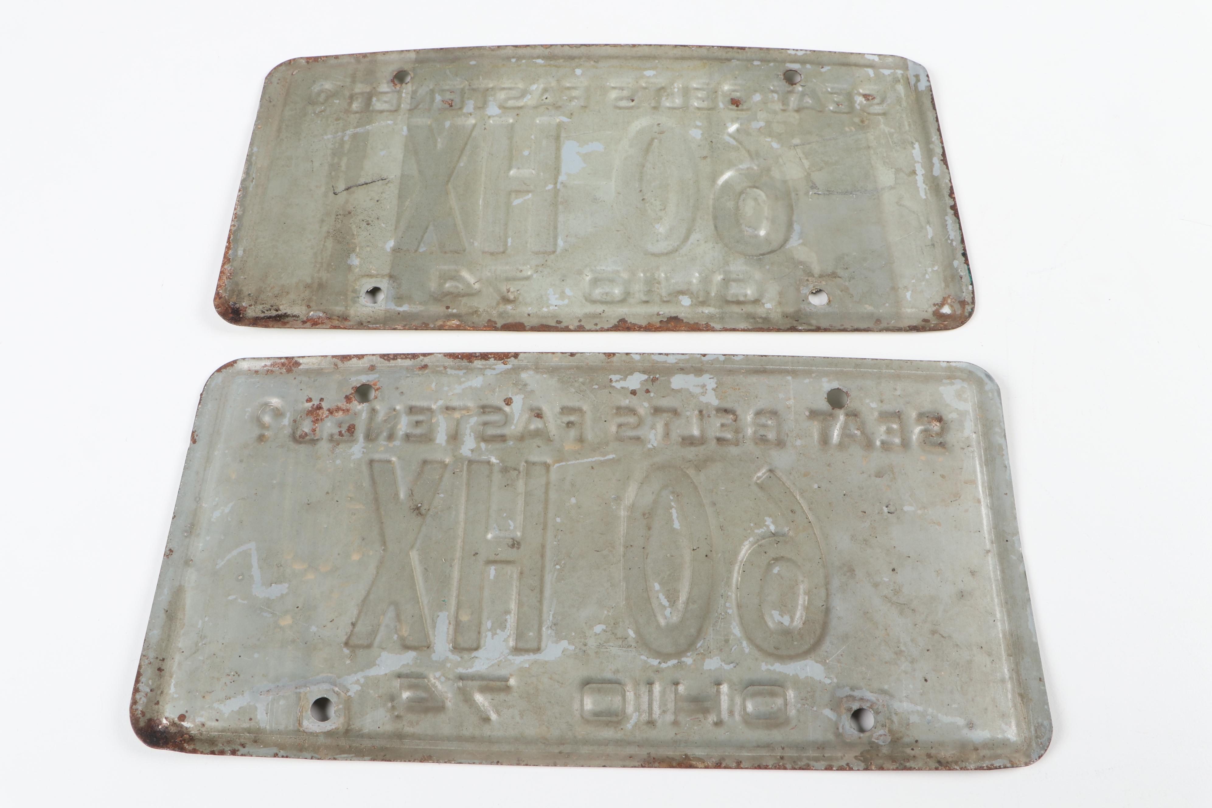 Metal Ohio License Plates, 1974