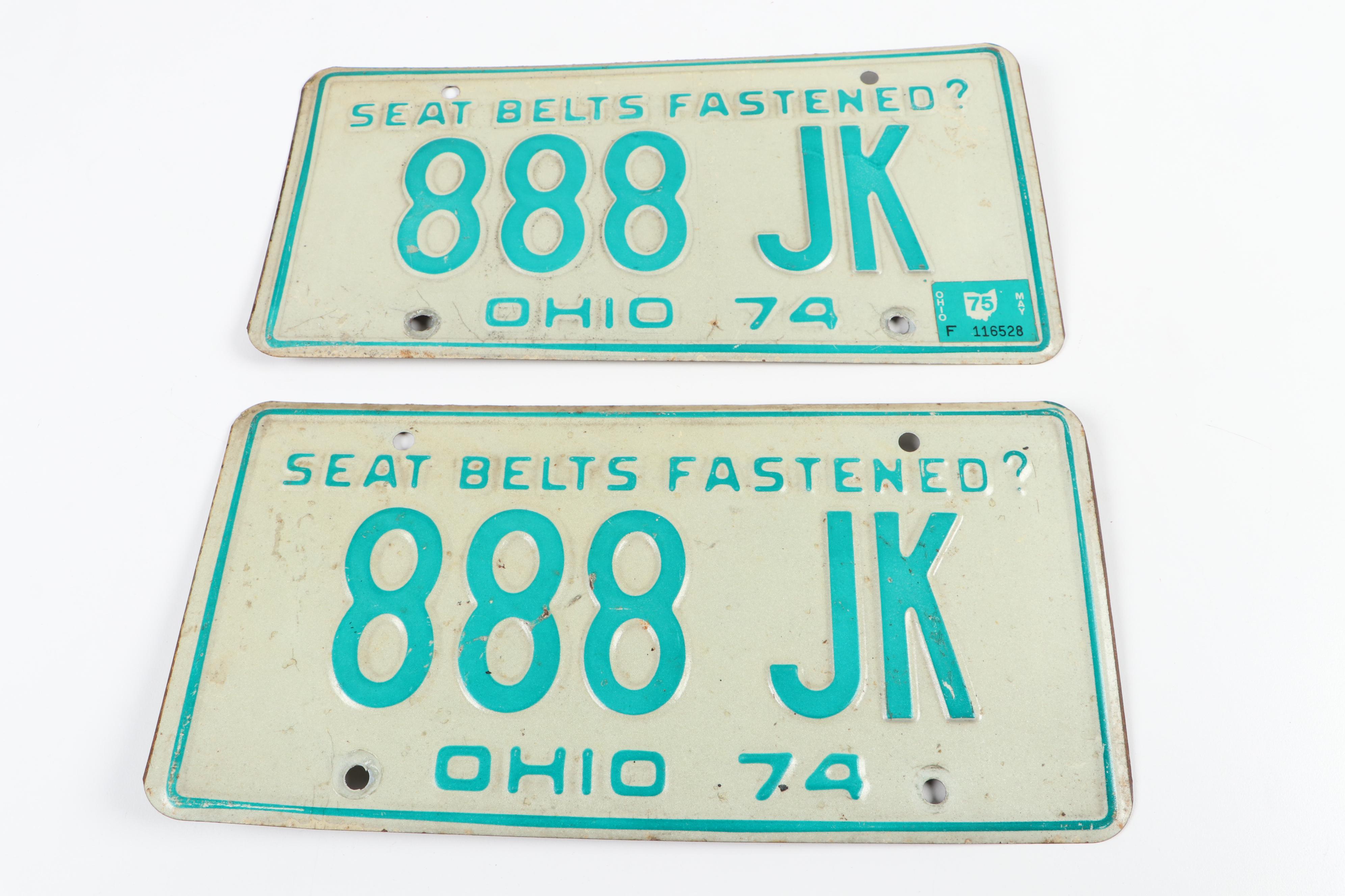 Metal Ohio License Plates, 1974