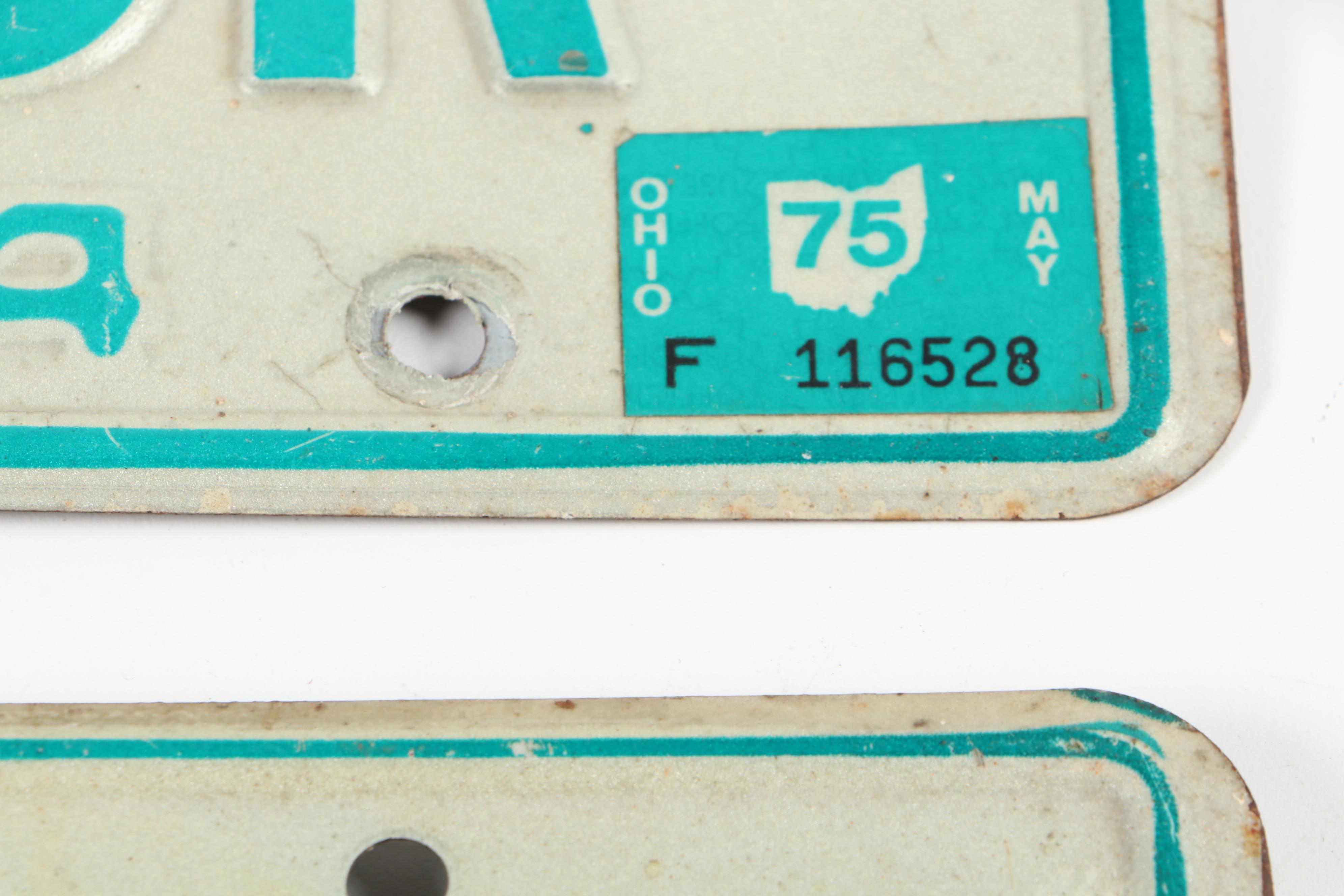 Metal Ohio License Plates, 1974